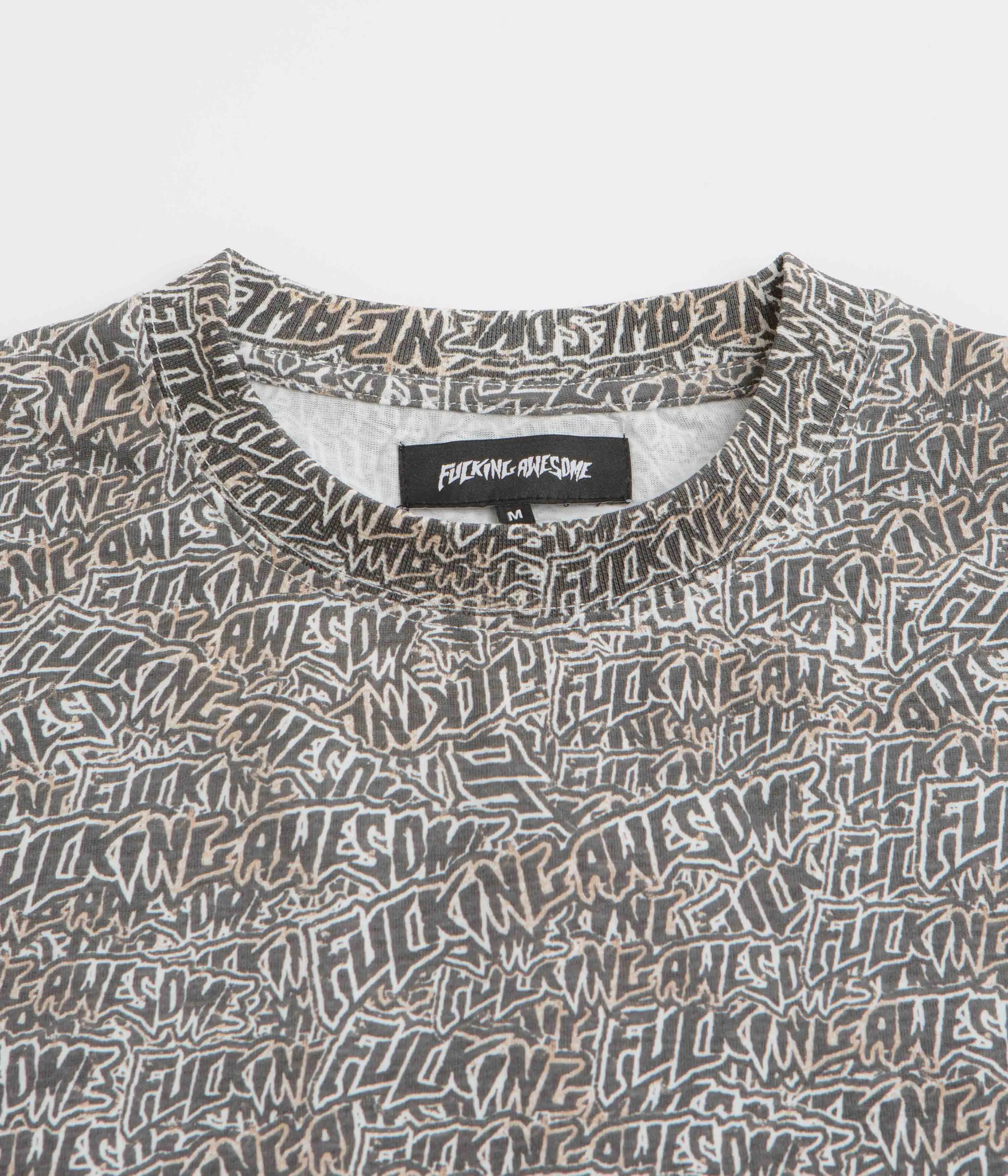 Mid Length diving venue Fucking Awesome Burnt Sticker Stamp T-Shirt - All Over Print