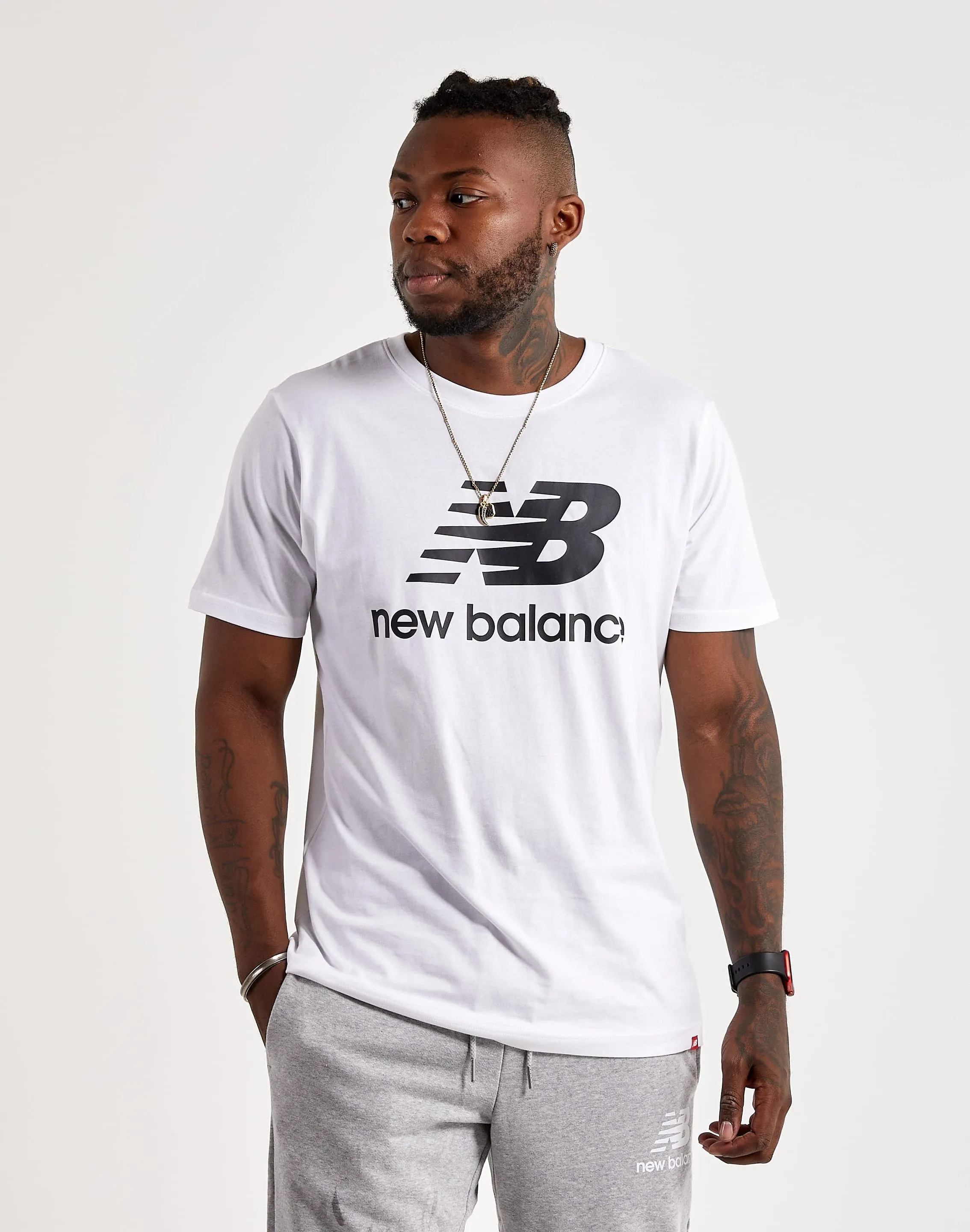 New Balance Essentials Stacked Logo Tee SnagResistant Weave