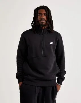 Nike Club Fleece Half-Zip Sweatshirt DoubleStitchedEdges LightweightTextile