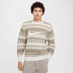 NIKE LIFE FAIR ASLE SWOOSH SWEATER- LIGHT OREWOOD BROWN/ SAIL Airtight Zipper Data Mode