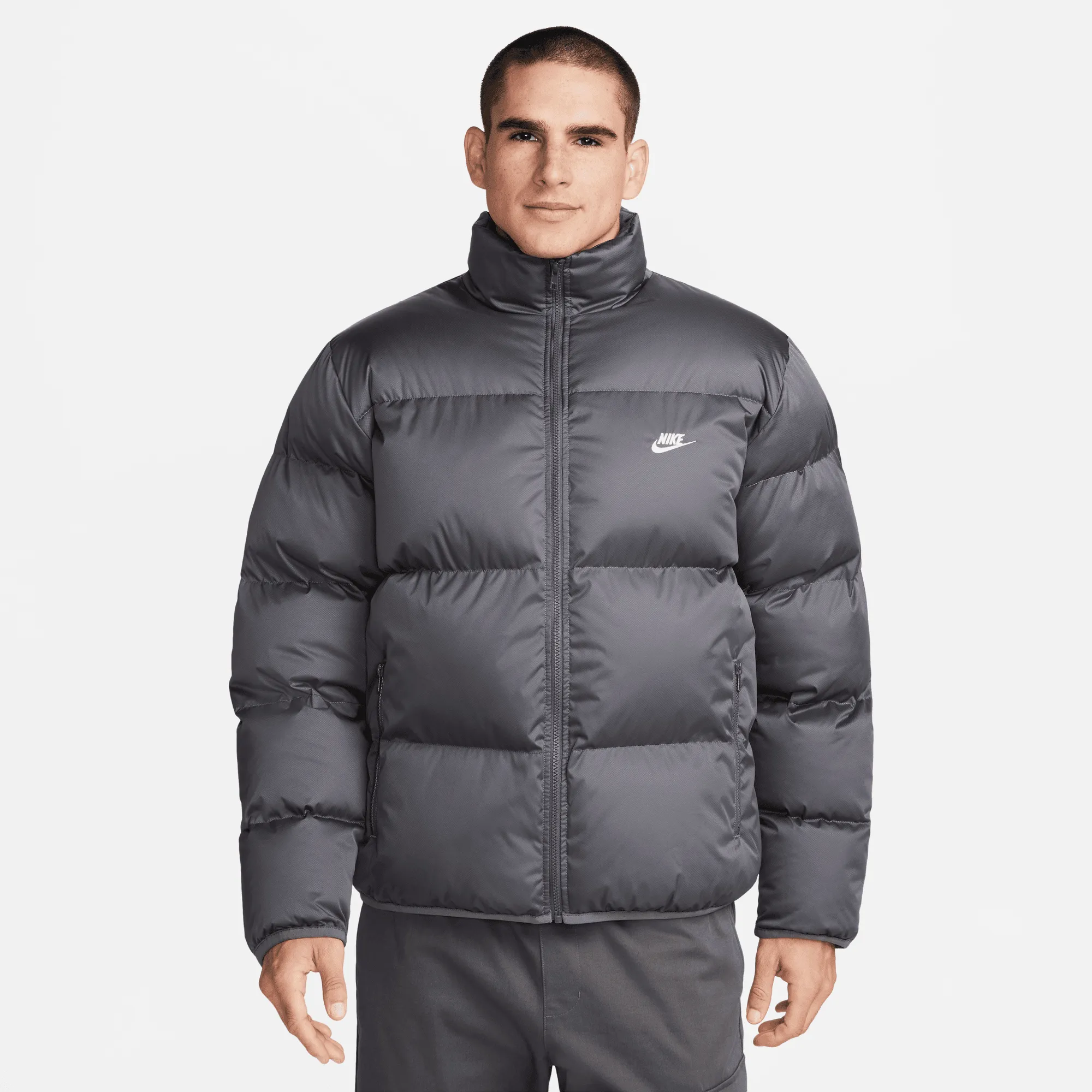 NIKE MENS PUFFER JACKET- IRON GREY Vision Fit DoubleLayeredHem