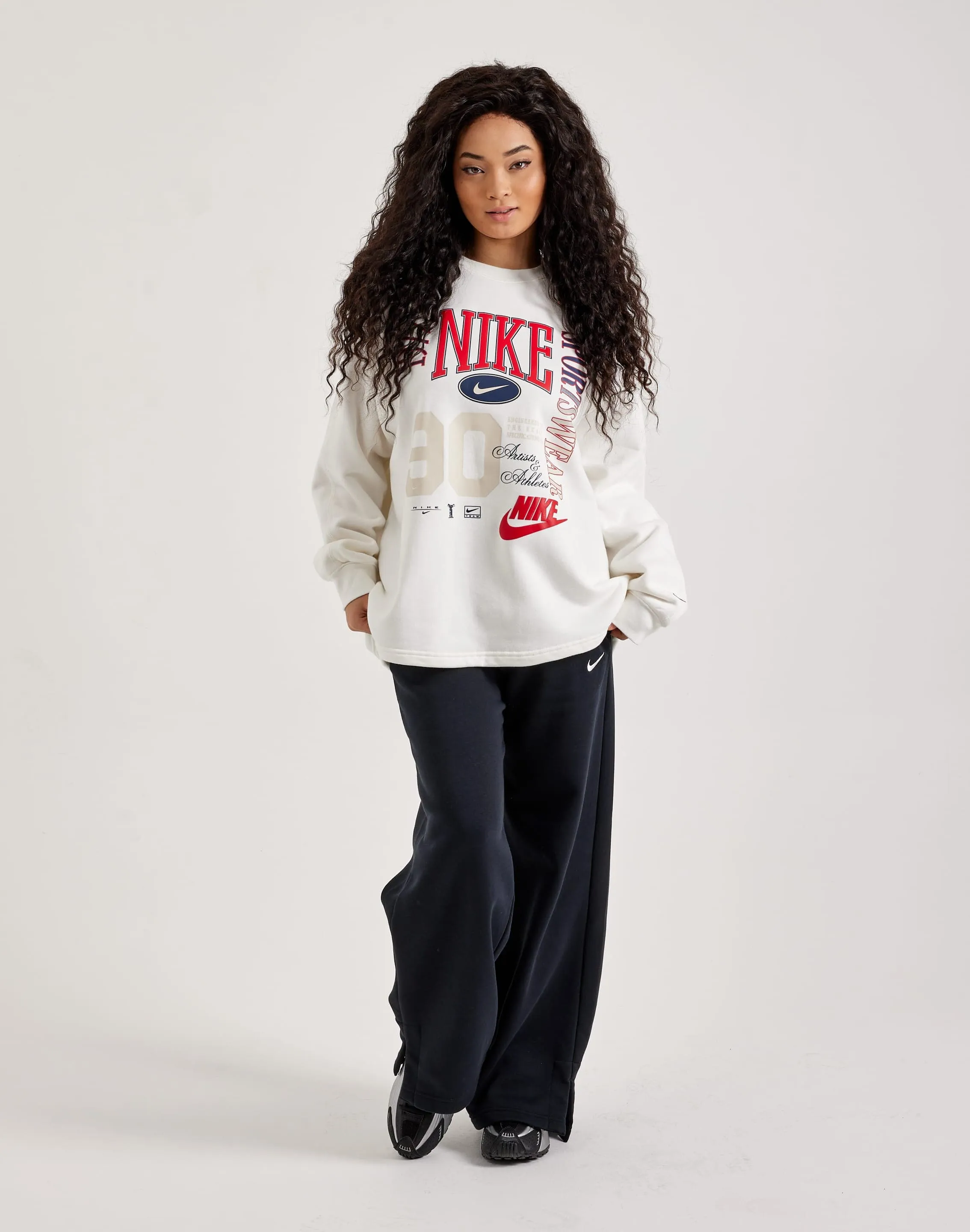 Nike Oversized French Terry Fleece Crewneck Sweatshirt HygroscopicFiber StainReleaseCoating
