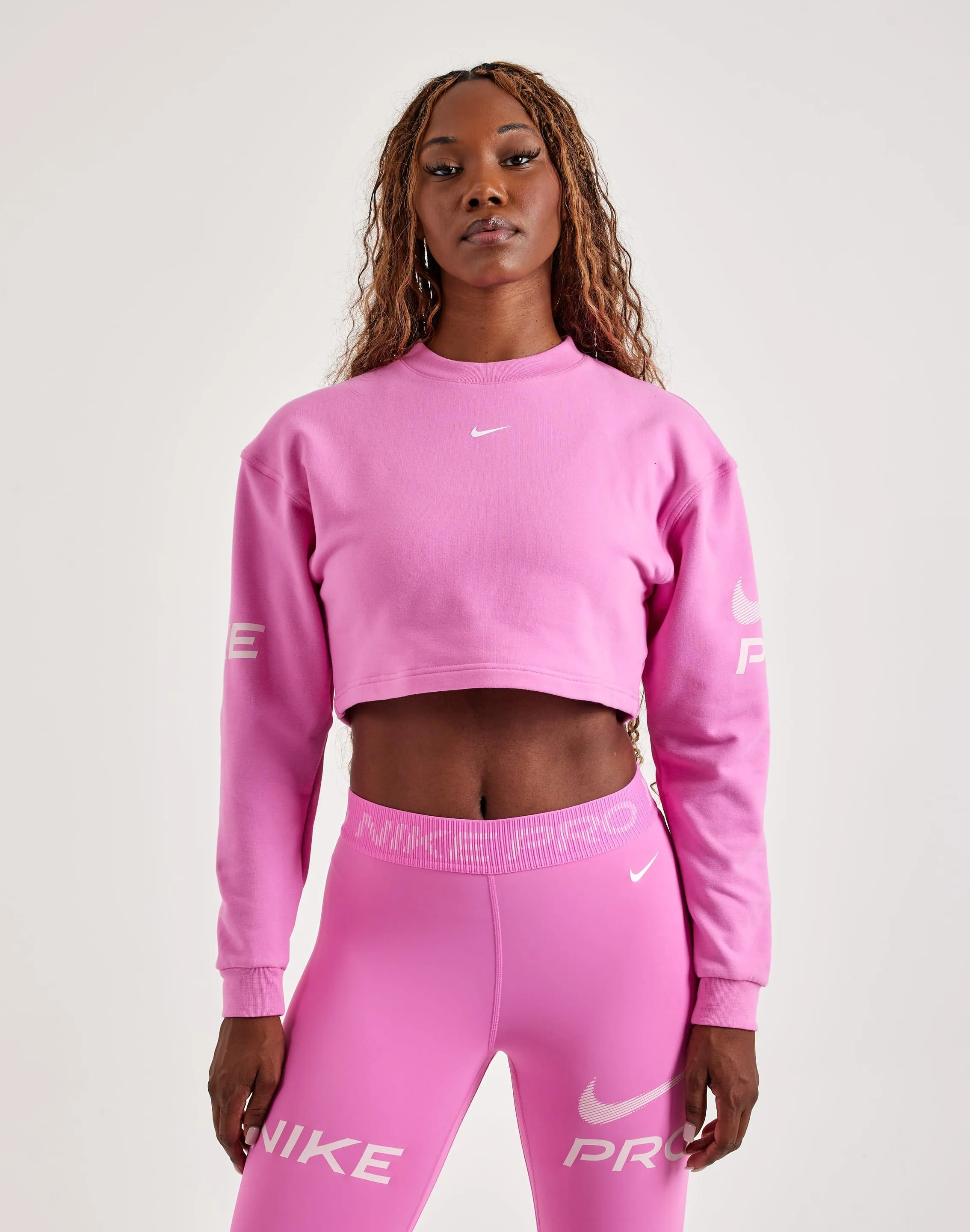 MultiPanelCut Nike Pro Dri-FIT French Terry Fleece Crewneck Sweatshirt