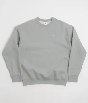 Custom made Nike Solo Swoosh Crewneck Sweatshirt - Dark Grey Heather / White
