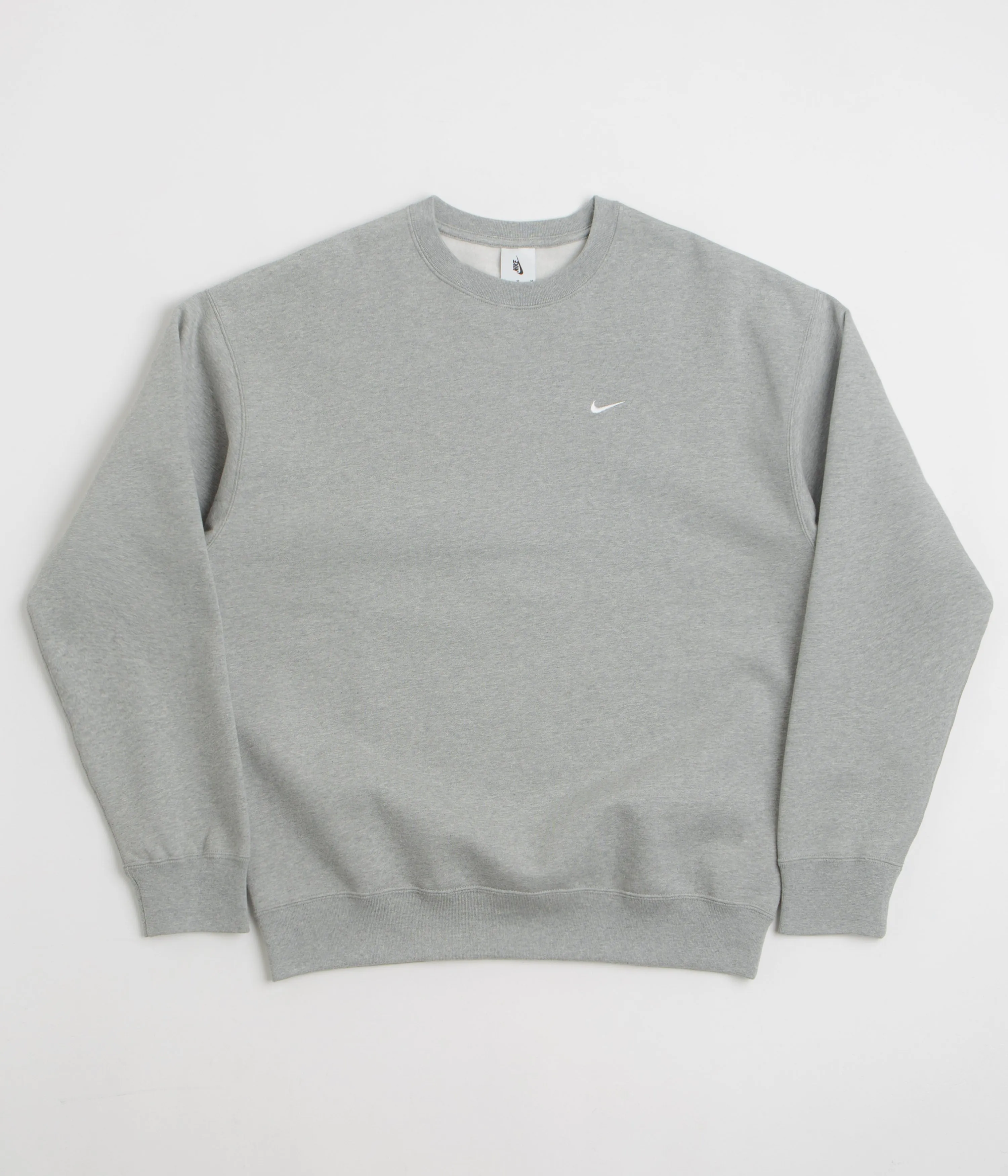 Custom made Nike Solo Swoosh Crewneck Sweatshirt - Dark Grey Heather / White