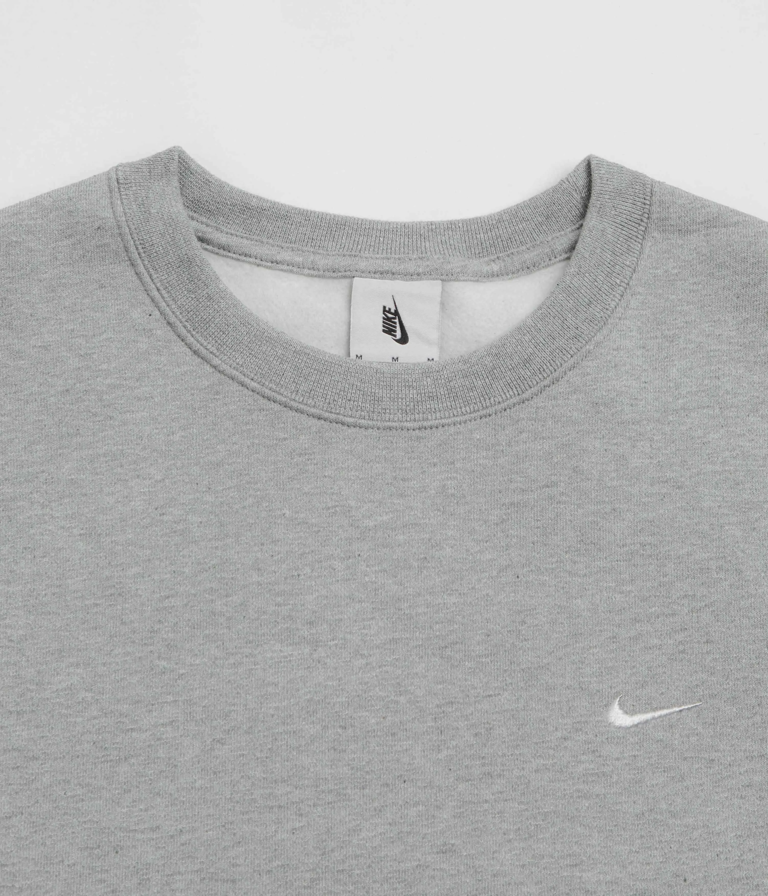 Nike Solo Swoosh Crewneck Sweatshirt - Dark Grey Heather / White ring accents camping suitable