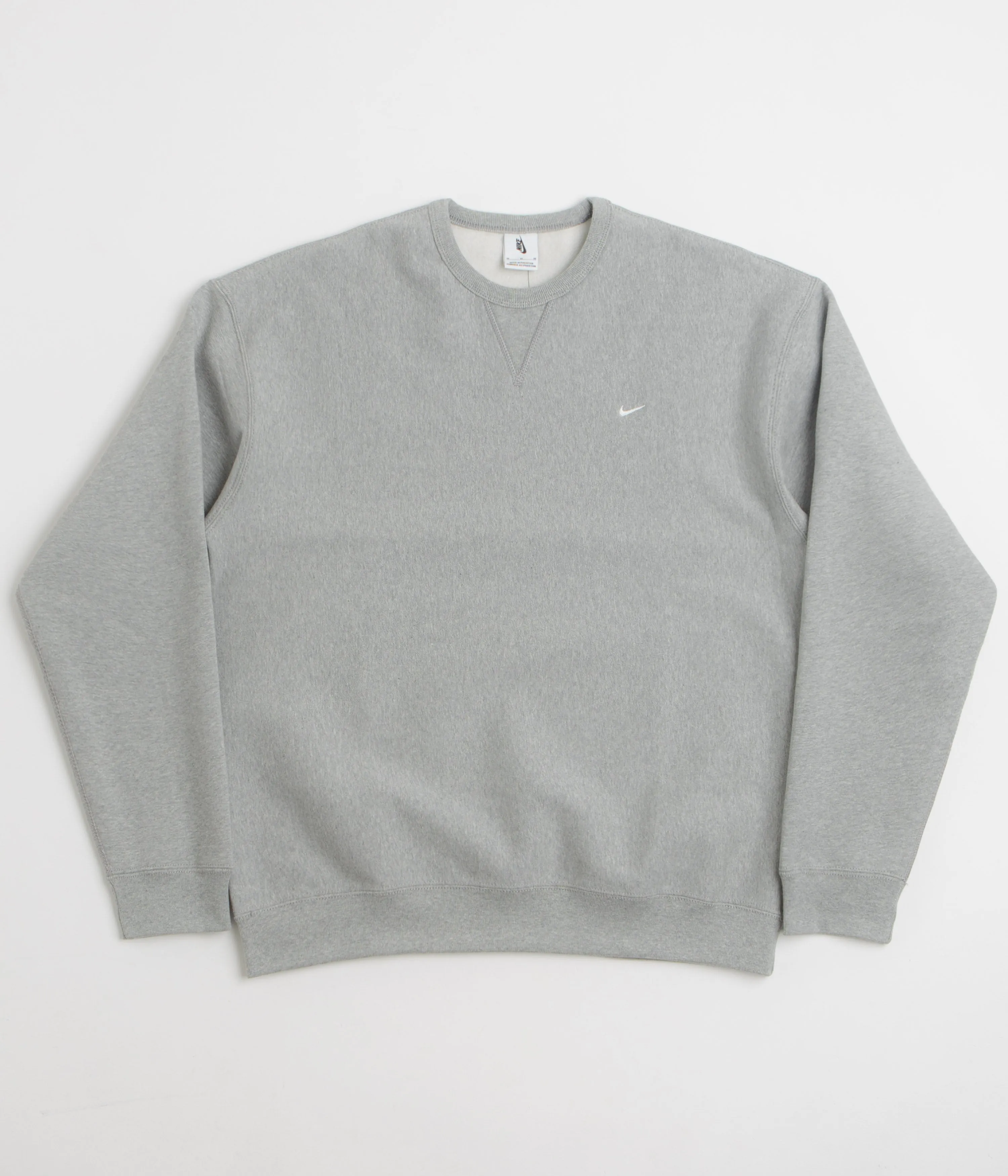 Nike Solo Swoosh Crewneck Sweatshirt - Dark Grey Heather / White / White Office Wear Anti Odor