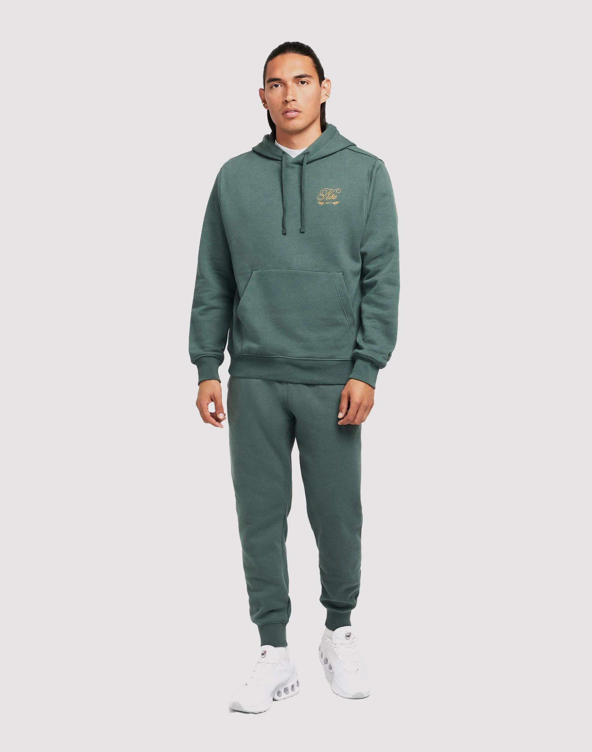 Layered Paneling Nike Sportswear Club Fleece Pullover Green Hoodie