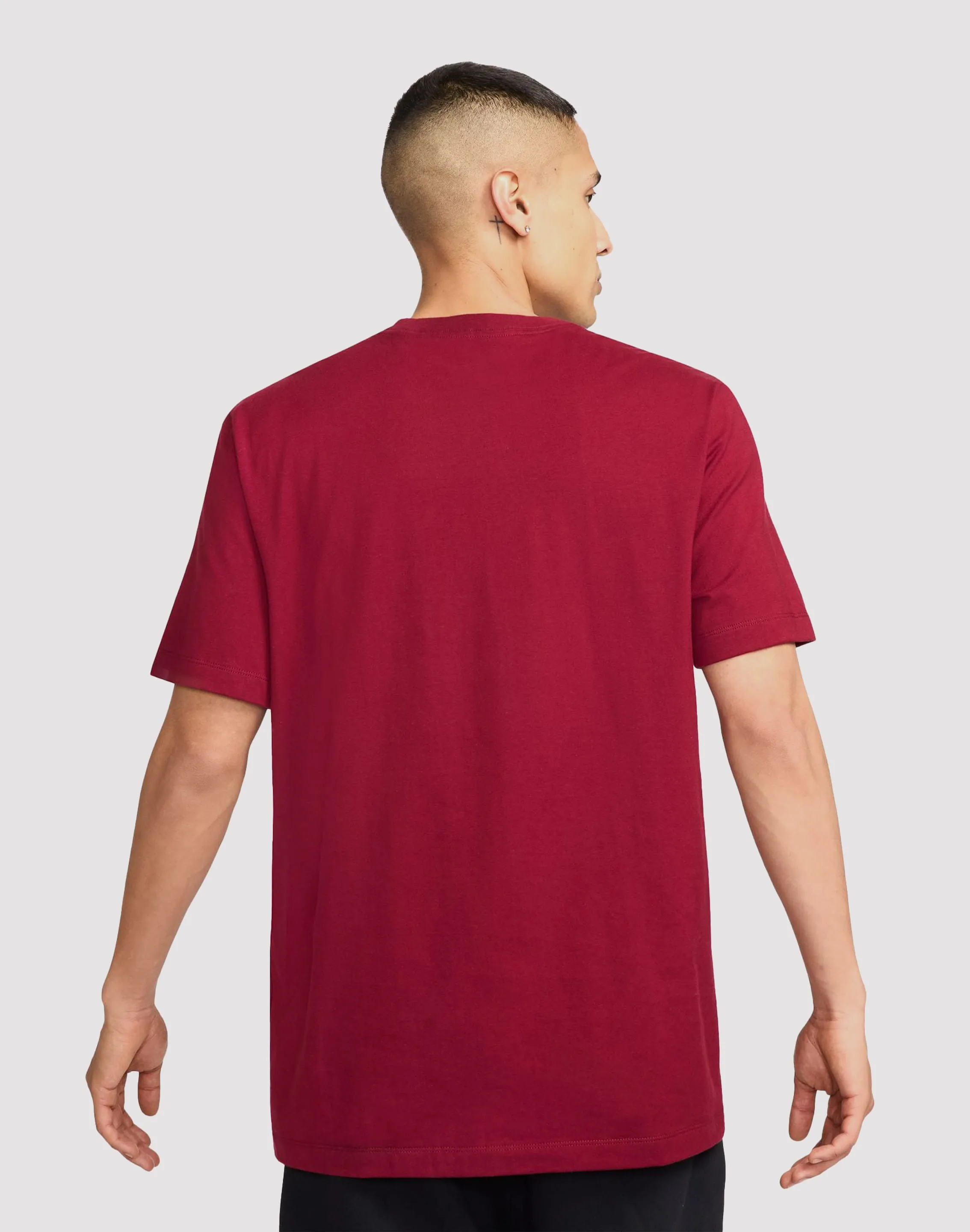 Nike Sportswear Club Red Tee Layered Paneling Ventilation Panels