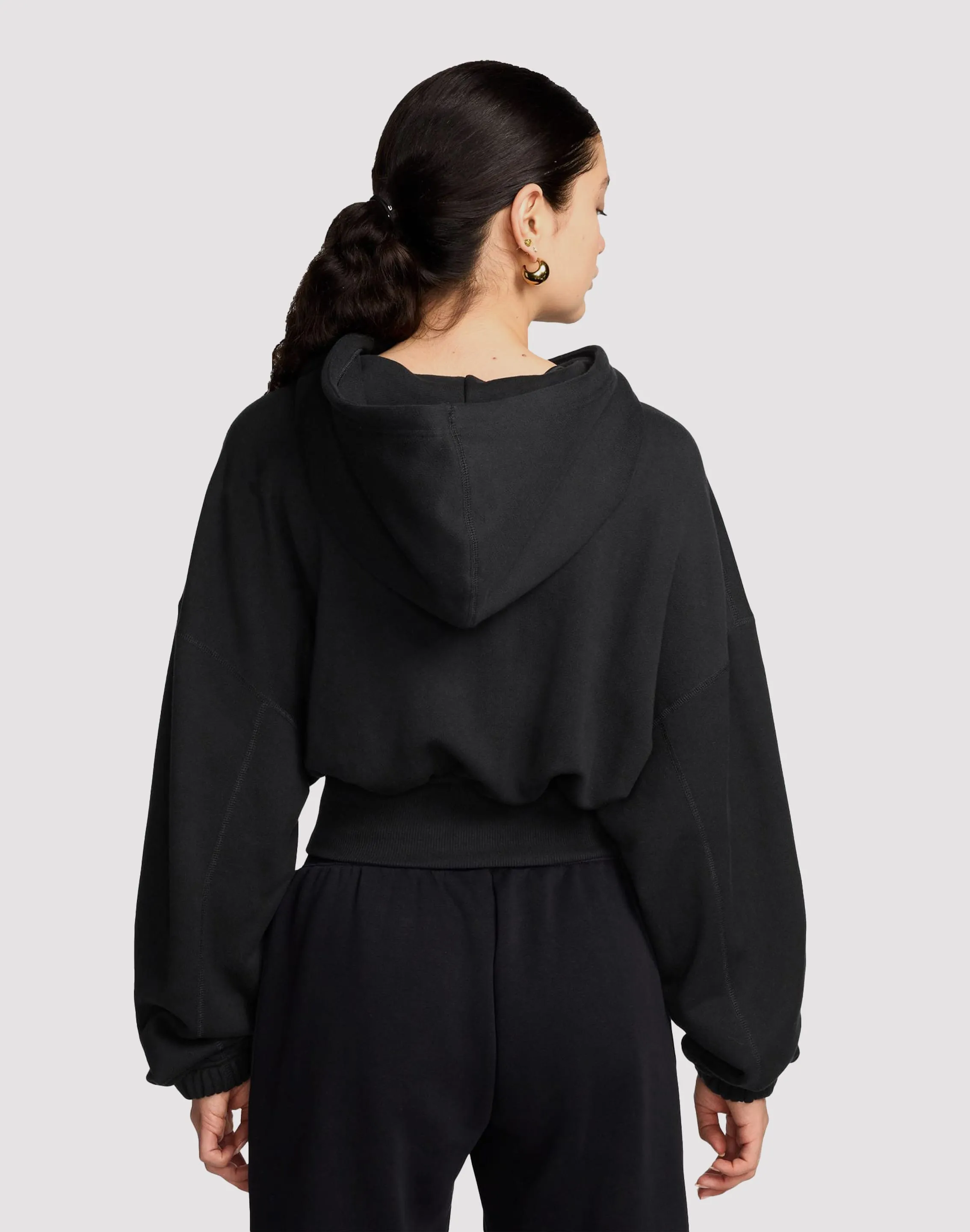 Nike Sportswear Oversized Fleece Pullover Crop Hoodie Soft Lining Shape Hug