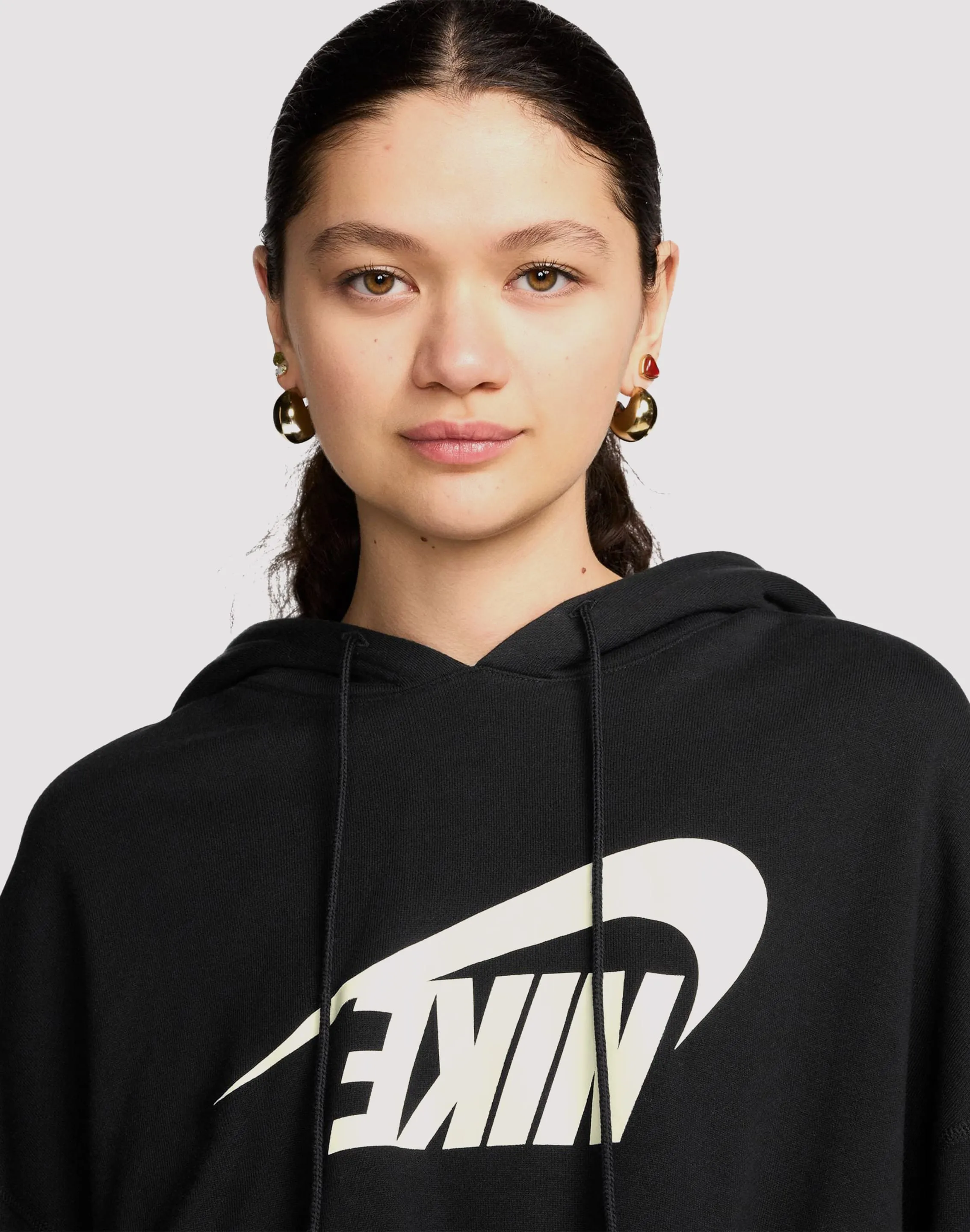 Stretchable Fabric Nike Sportswear Oversized Fleece Pullover Crop Hoodie