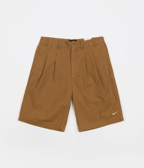 Nike Pleated Chino Shorts - Ale Brown / White Modern Aesthetic