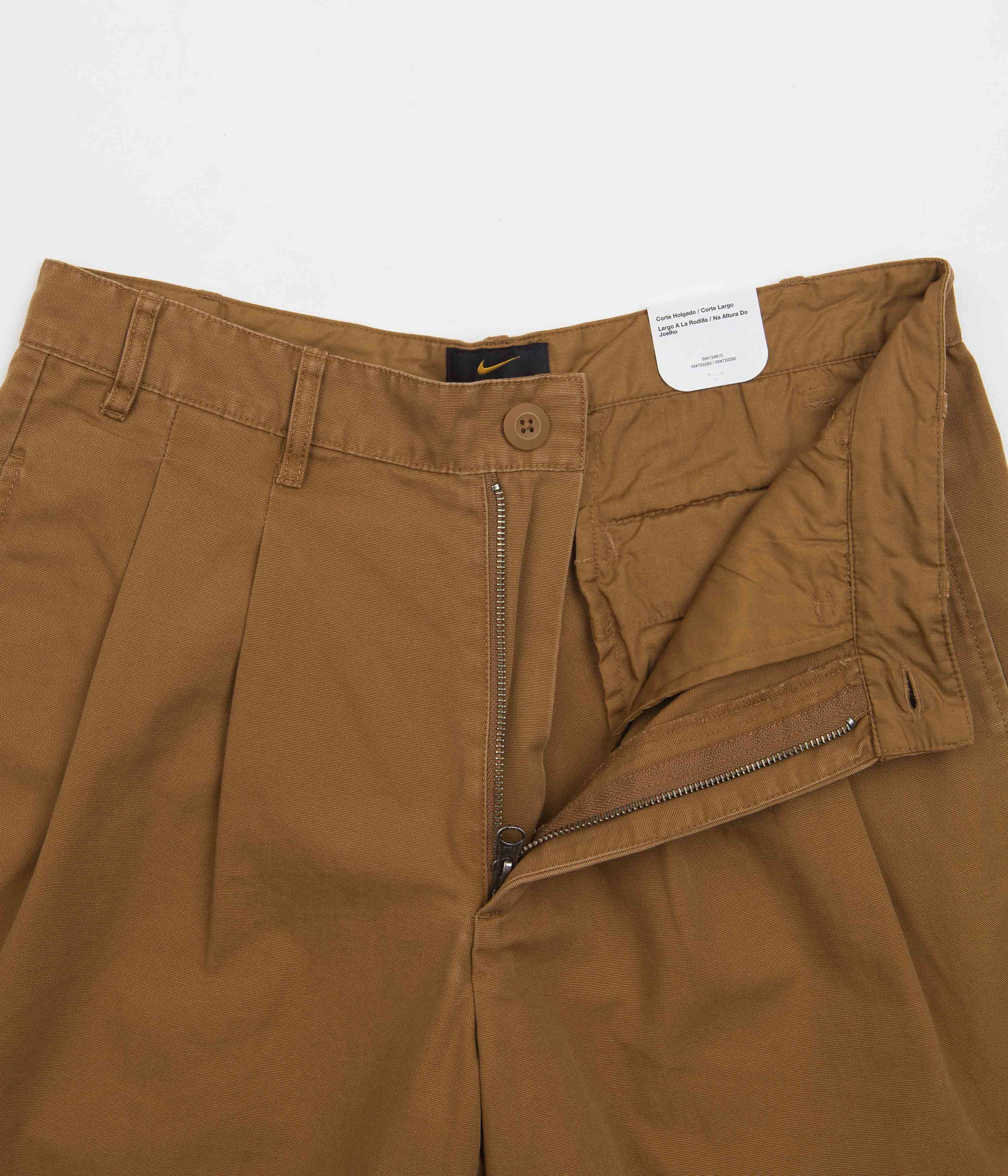 Temperature Regulating Tech Classic Appeal Nike Pleated Chino Shorts - Ale Brown / White