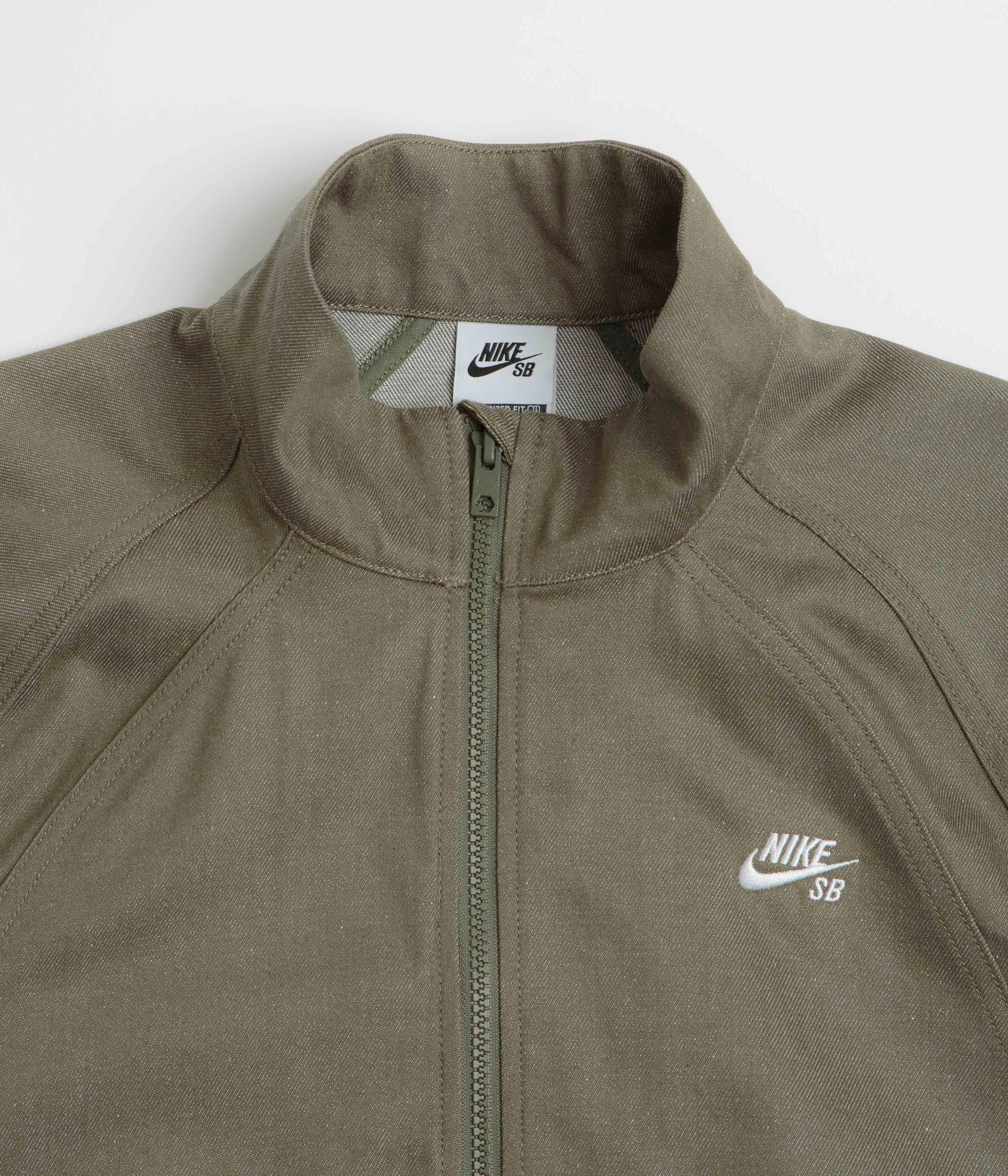 Nike SB Denim Track Jacket - Medium Olive / White Classic Style