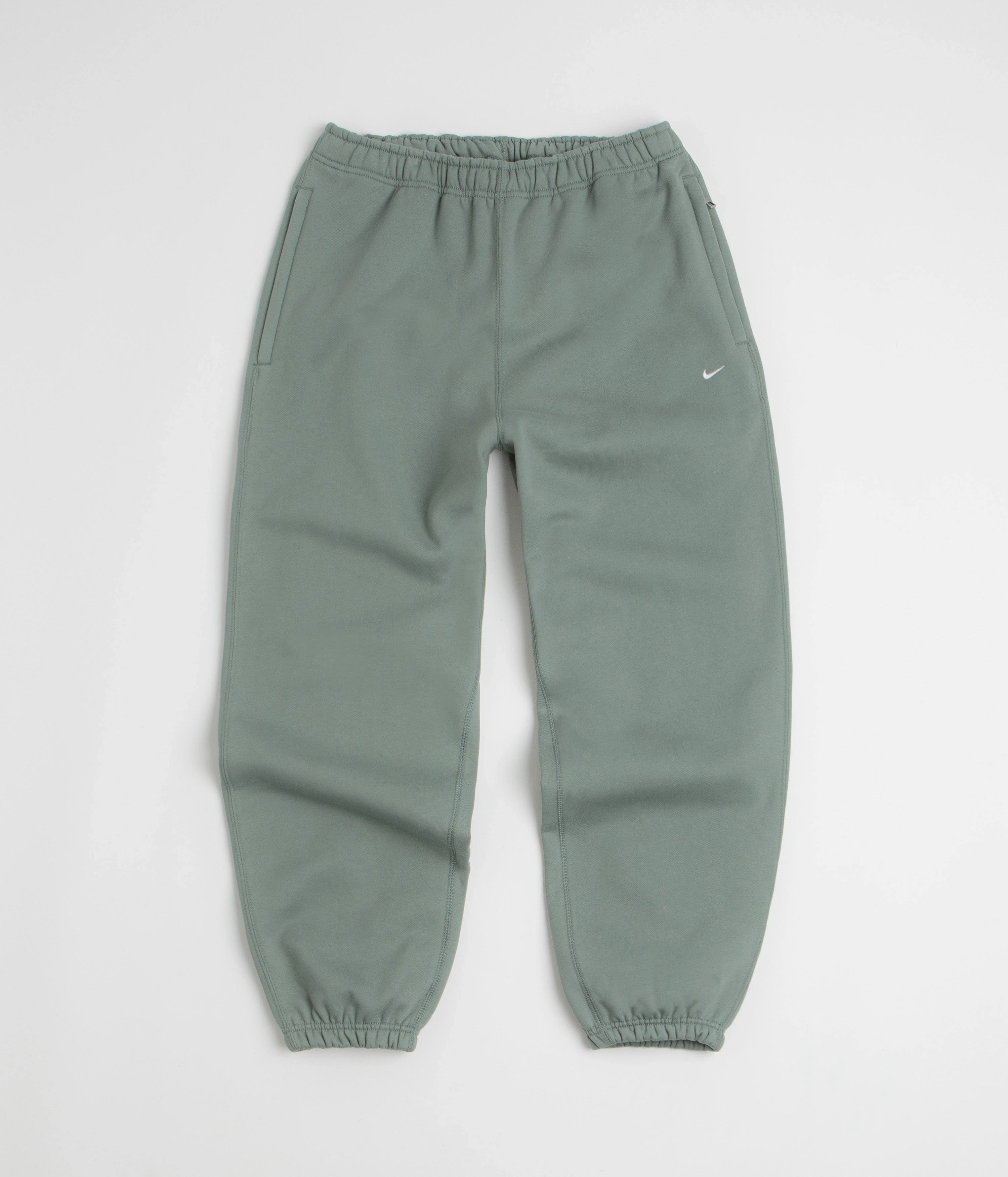 Office Appropriate Nike Solo Swoosh Cuffed Sweatpants - Clay Green / Clay Green / White