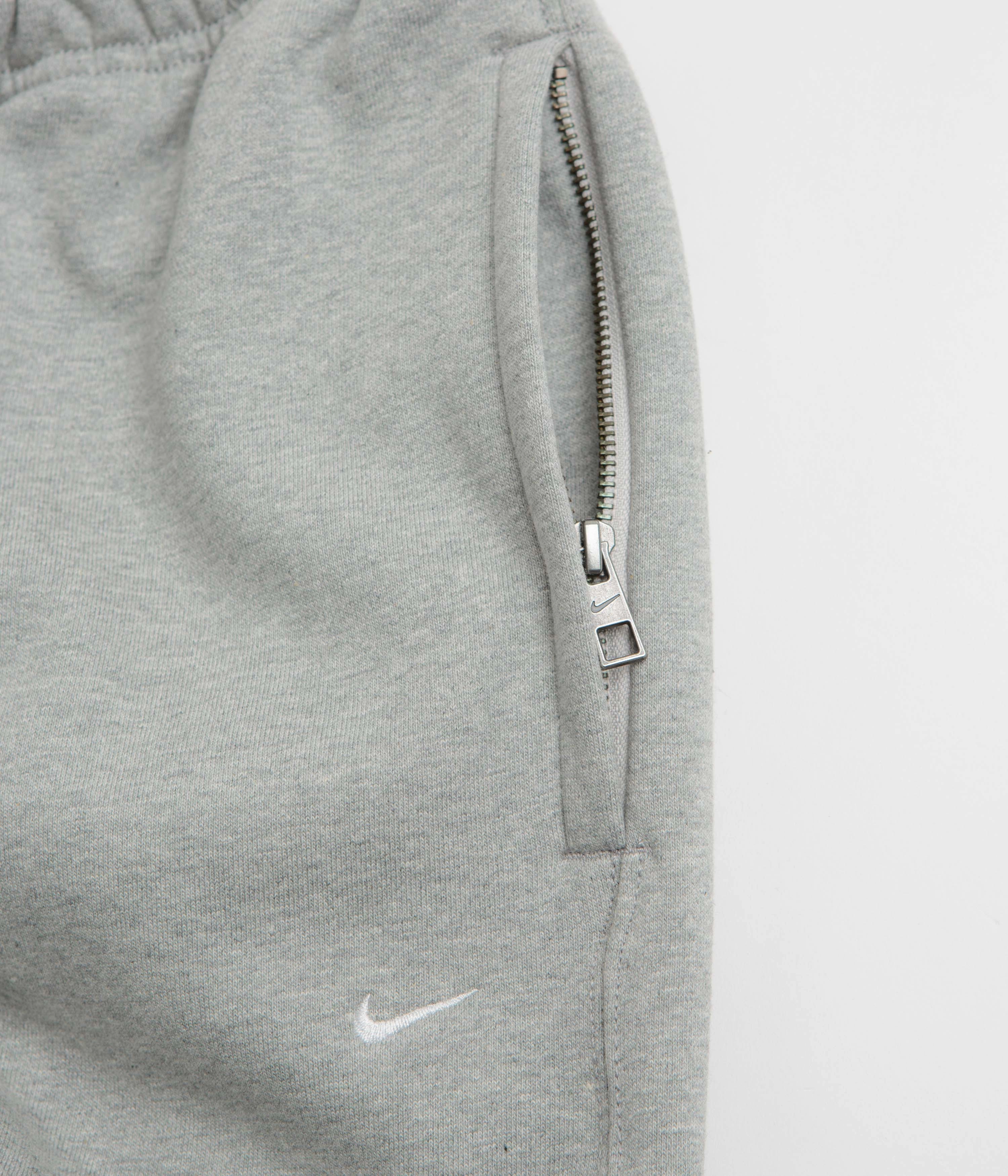Nike Solo Swoosh Cuffed Sweatpants - Dark Grey Heather / Light Smoke Grey / White No Gap Waist Street Comfort