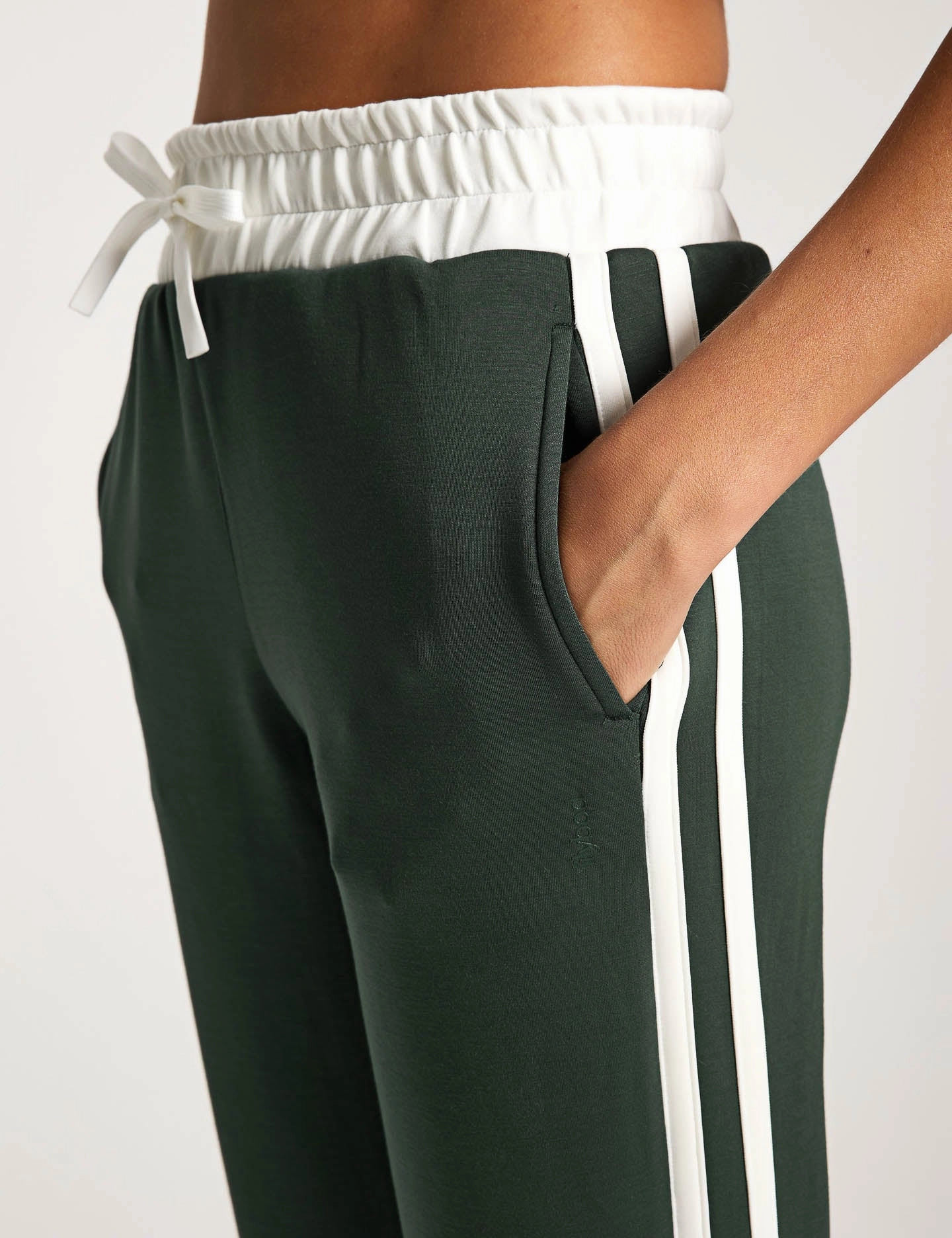 Lightweight Nylon Blend Nikki Wide Leg Jogger - Deep Green