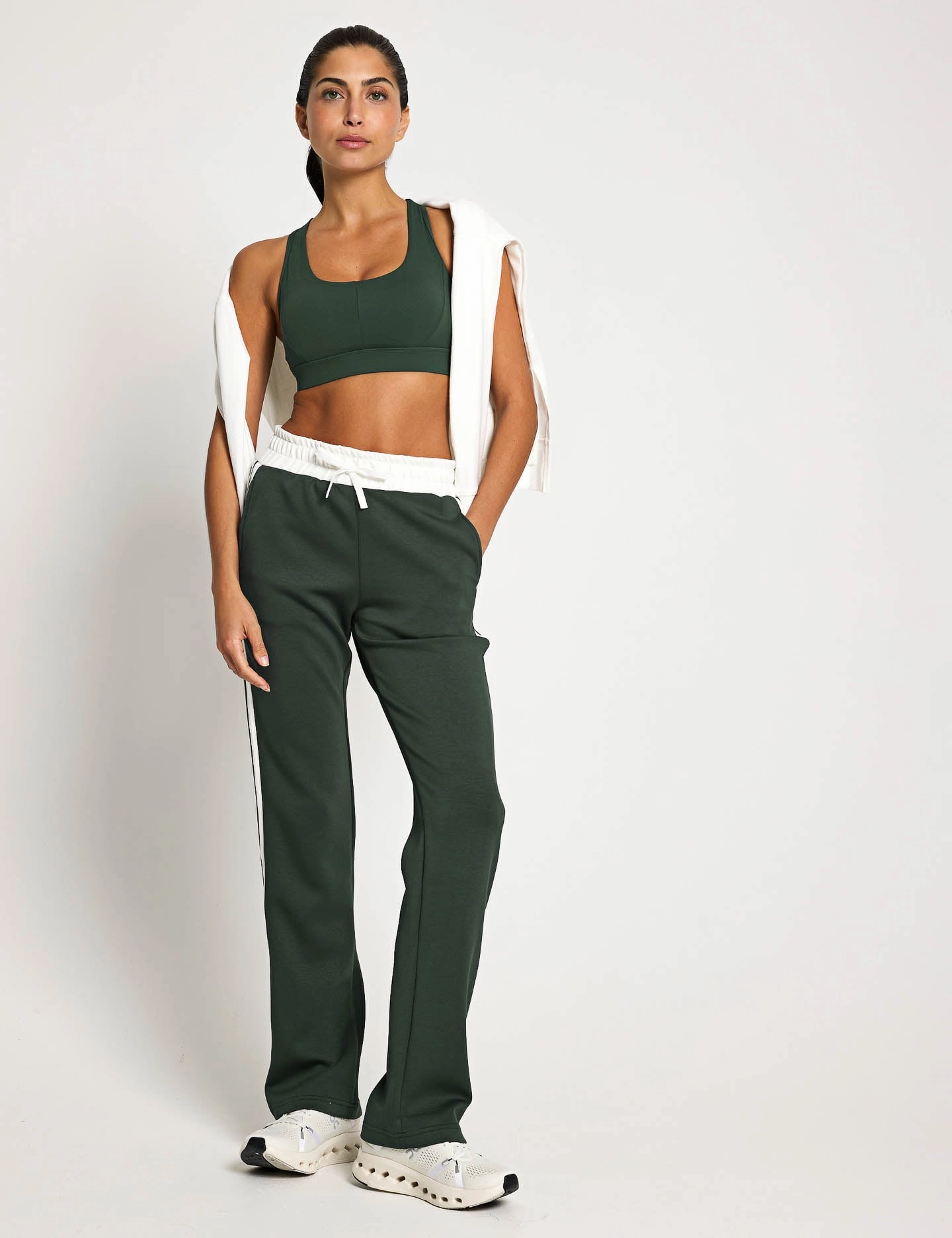 Anti Pilling Fabric Tear Resistant Fabric Nikki Wide Leg Jogger - Deep Green