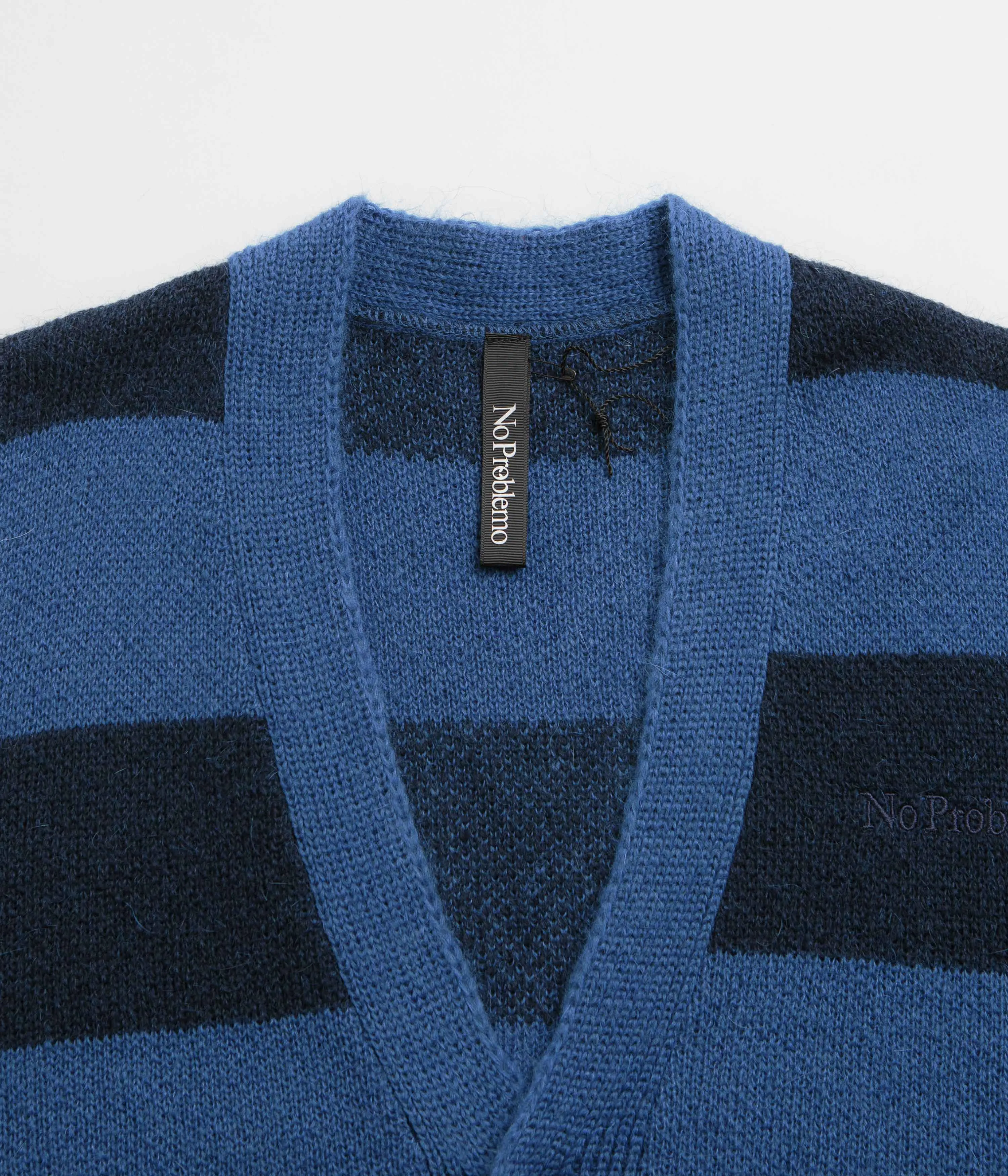 Athleisure Wear No Problemo Striped Mohair Oversized Cardigan - Blue Multi