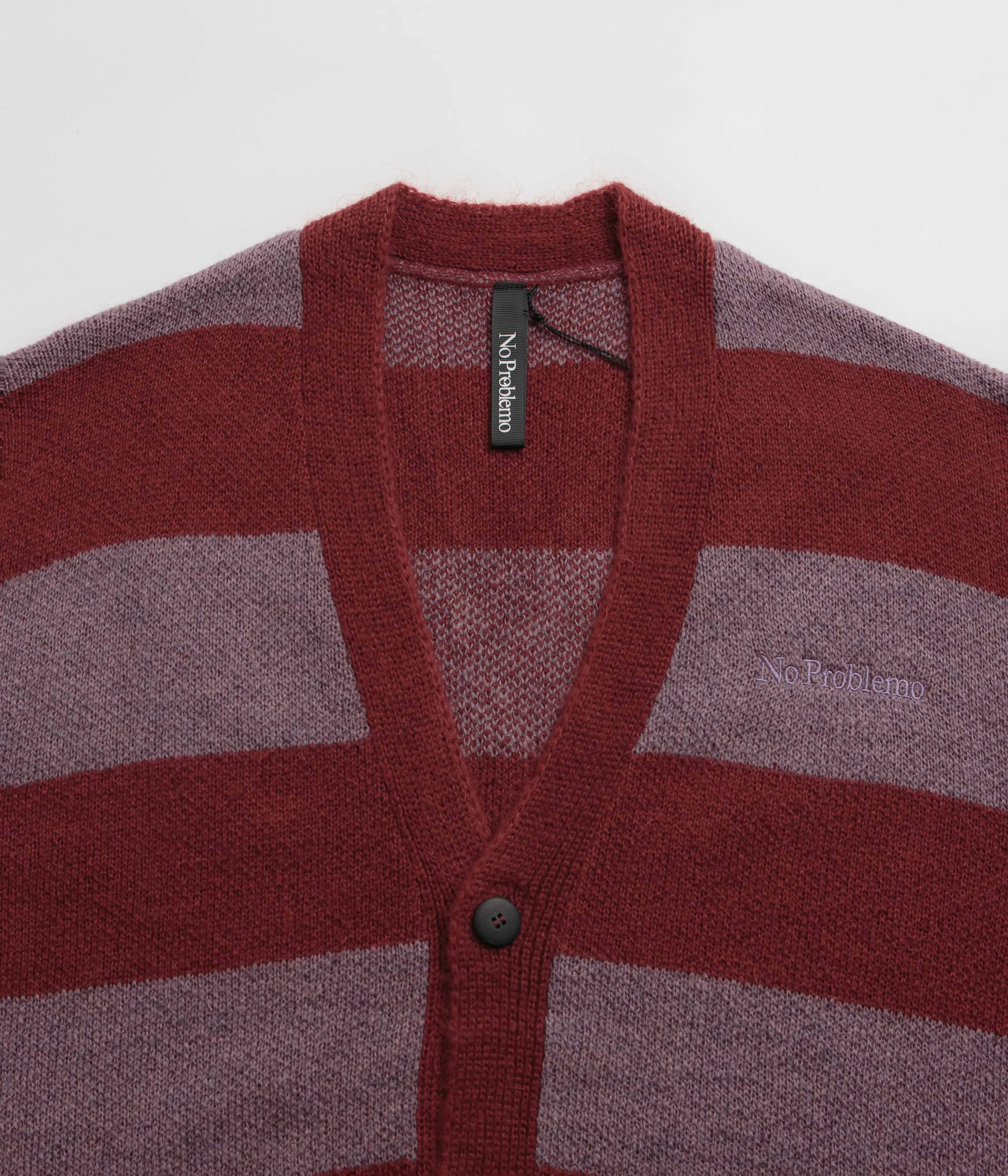 product warranty pearl accents No Problemo Striped Mohair Oversized Cardigan - Burgundy Multi