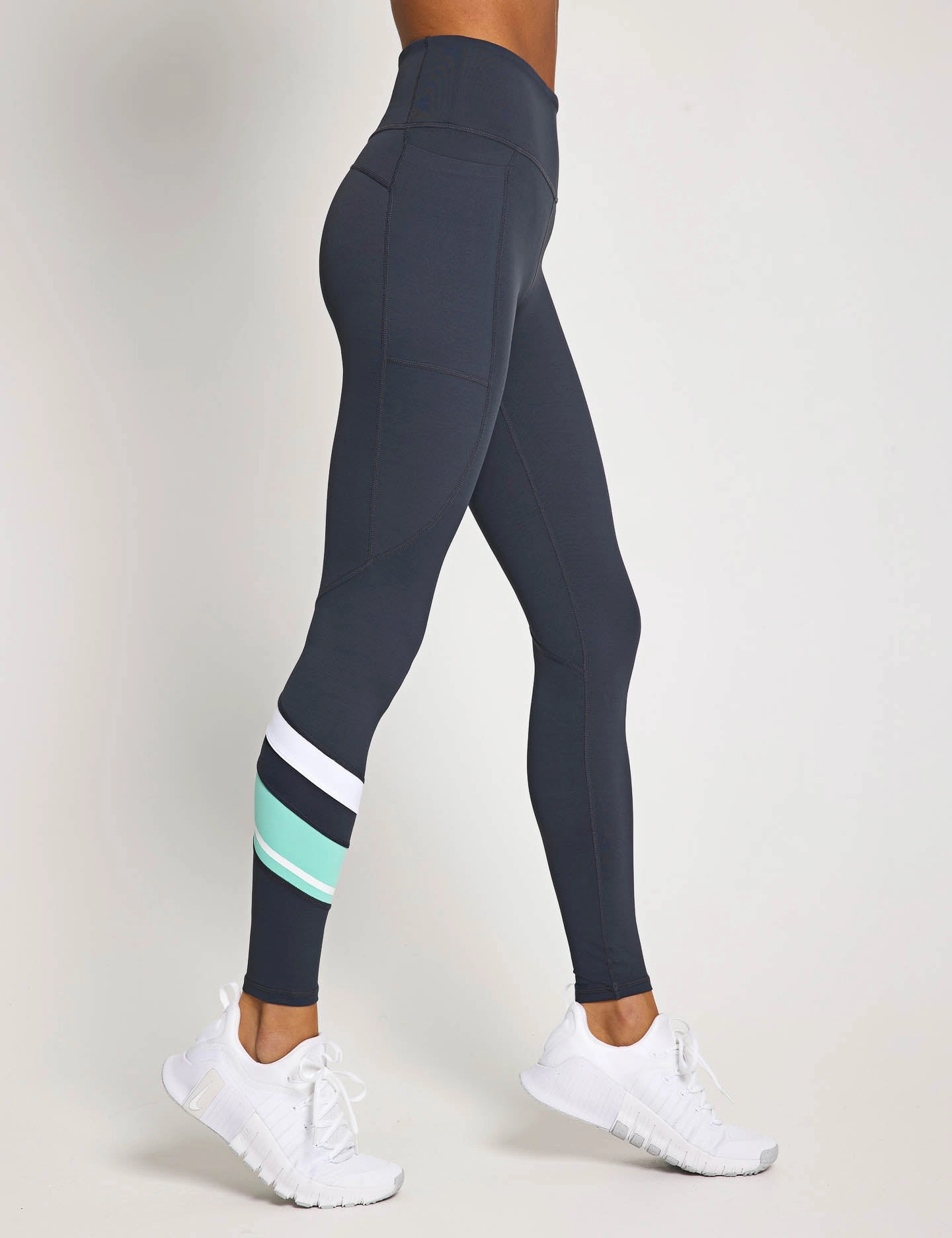 Limitless Legging - Charcoal/Teal Petite Size City Walk Squat Proof Fitness Lover