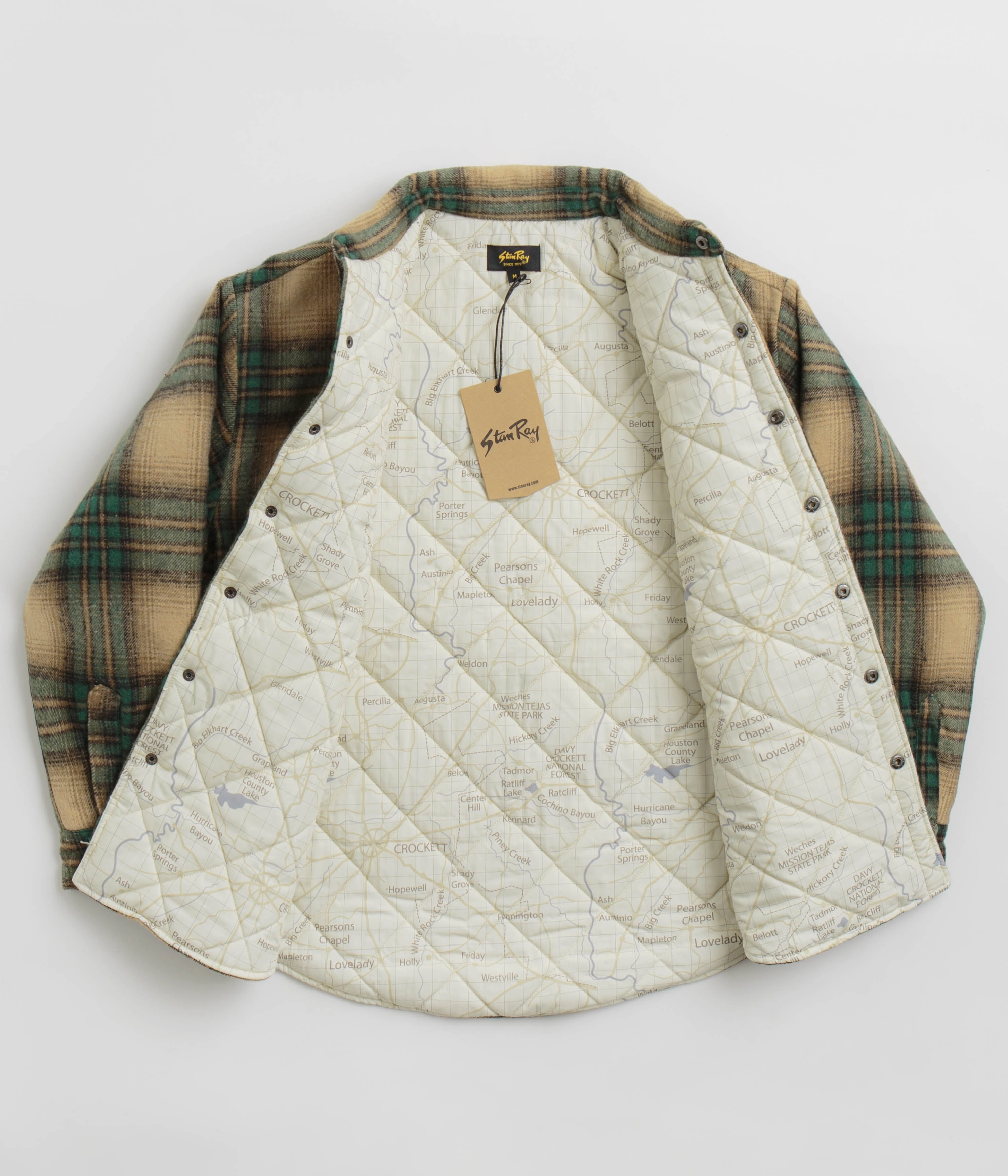 suitable for dance parties Debit Stan Ray Quilted Plaid Overshirt - Olive Plaid