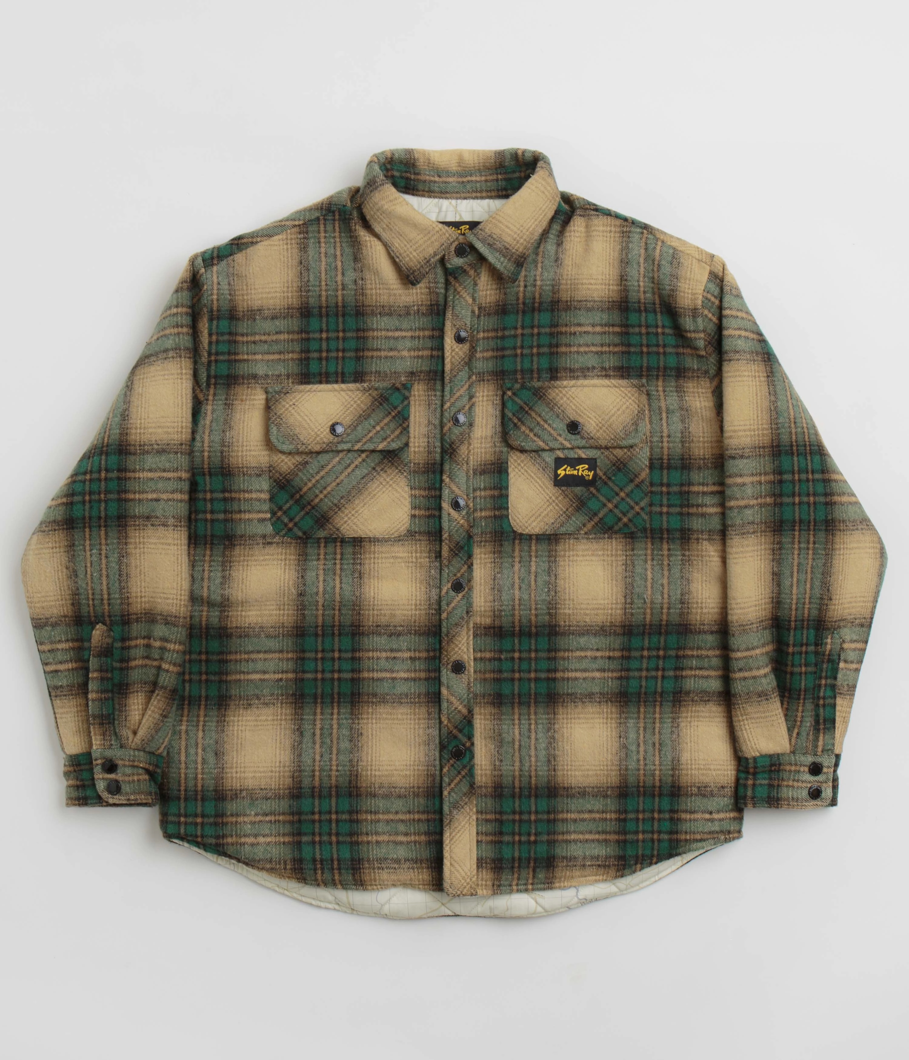 Urban Cool Layer Comfort Stan Ray Quilted Plaid Overshirt - Olive Plaid