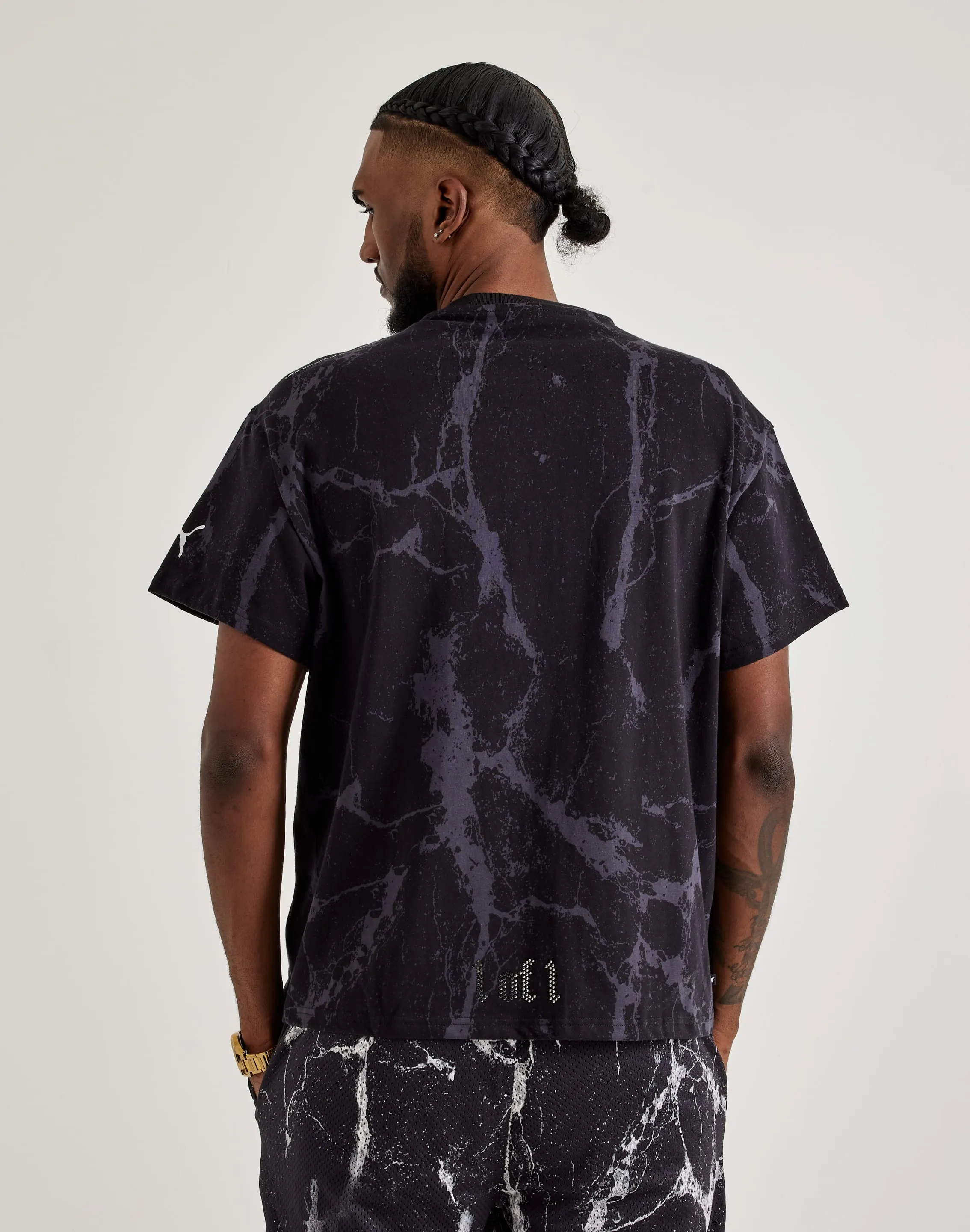 Vision Glow StaticFree Material Puma LaFrance Marble Rhinestone Tee