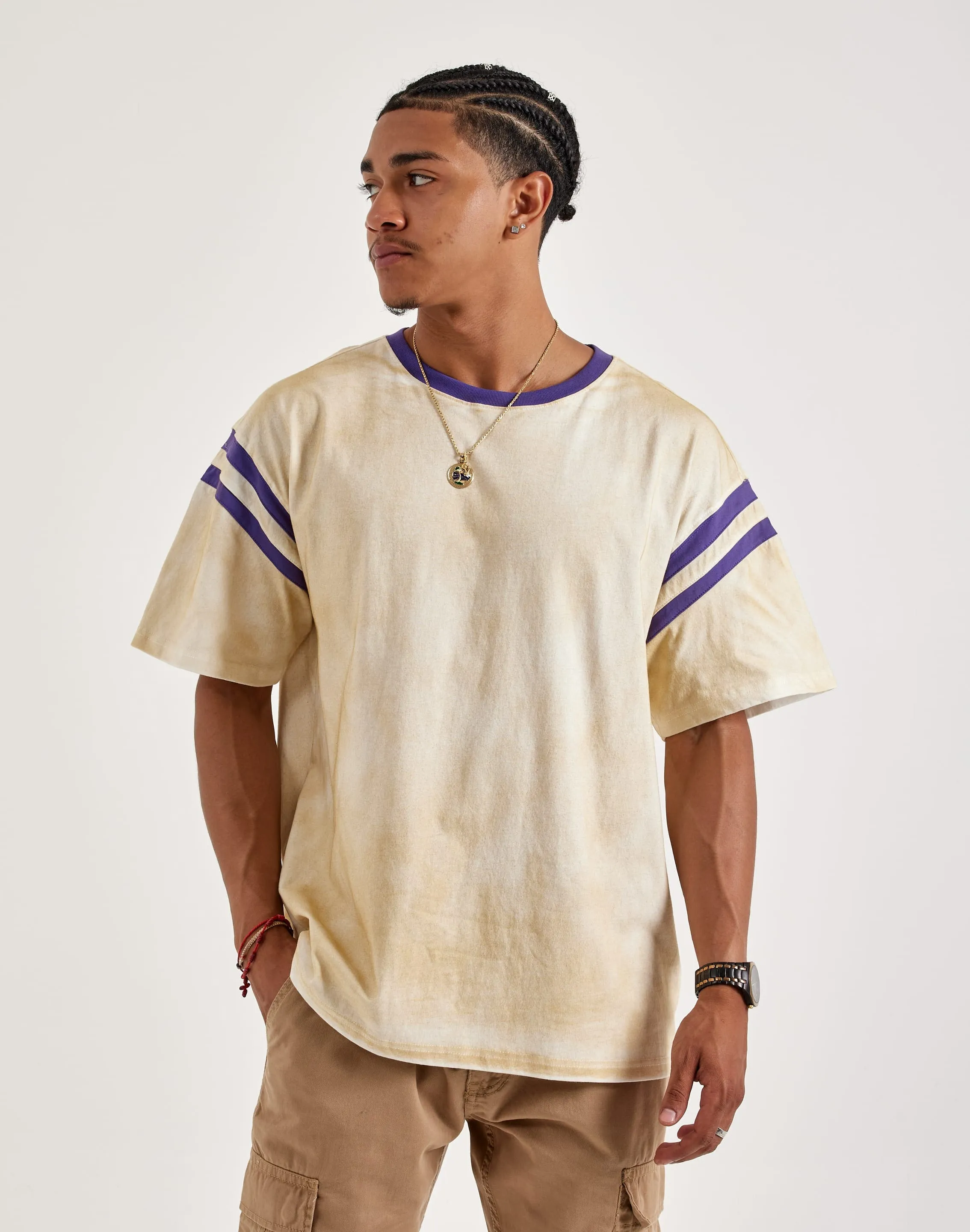 Majestik Ringer Tee Machine Fit Lake Glow