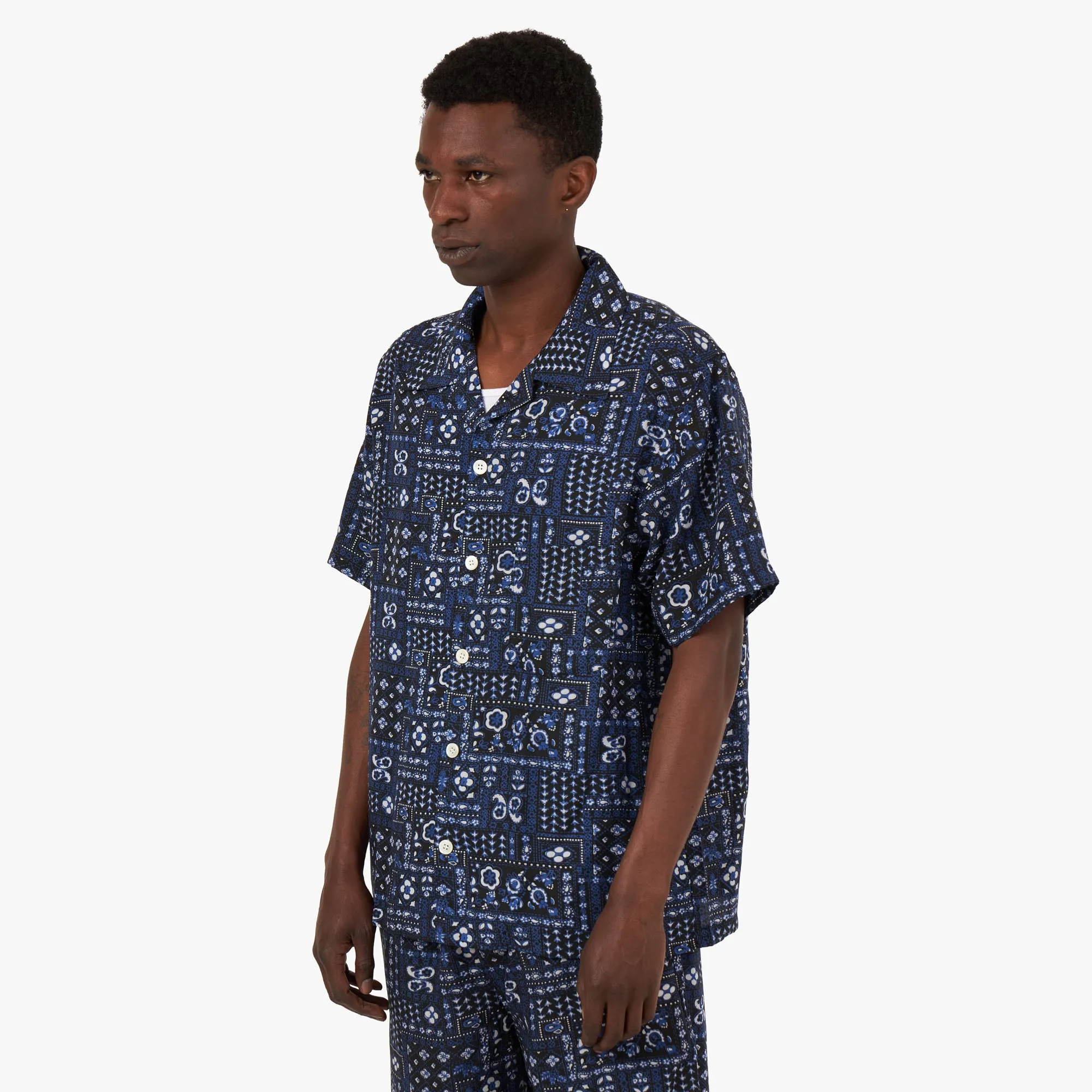 Multi Layer Stitching Trendy Vibes Noma TD Summer Shirt Blue / White