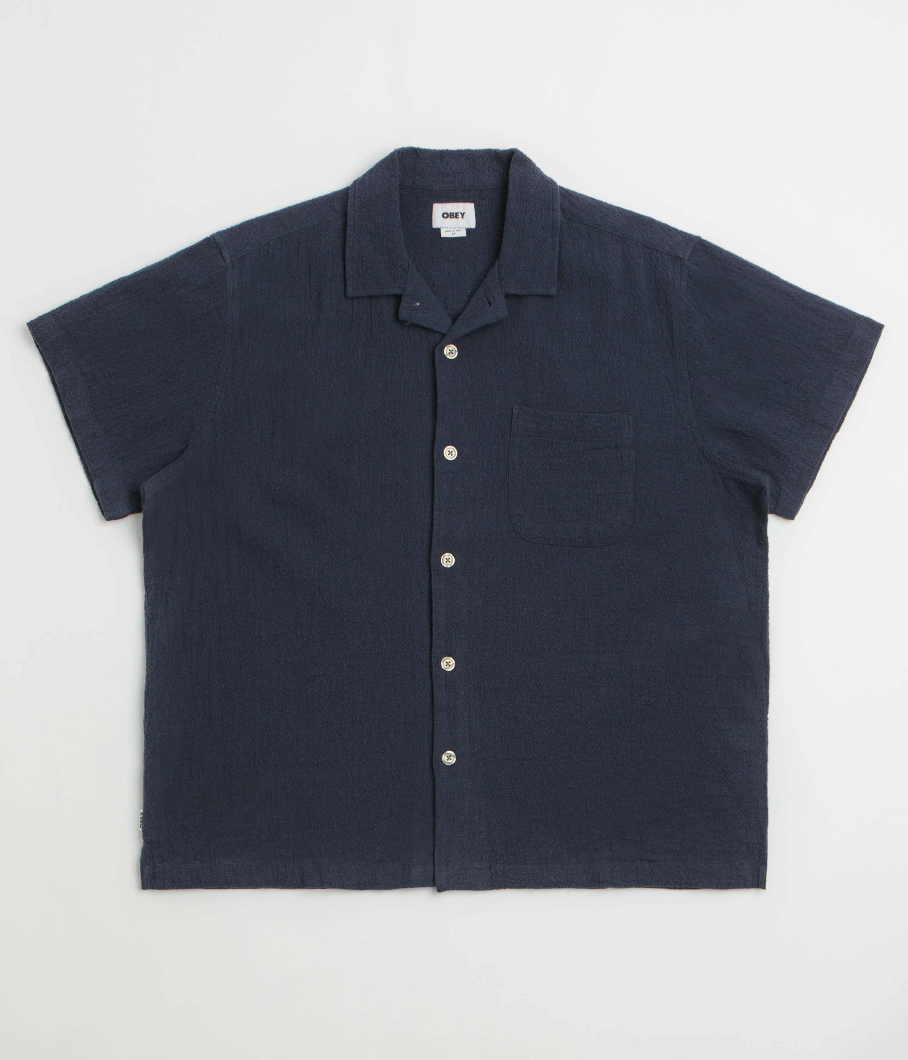Obey Curtis Short Sleeve Shirt - Navy Chambray Fabric