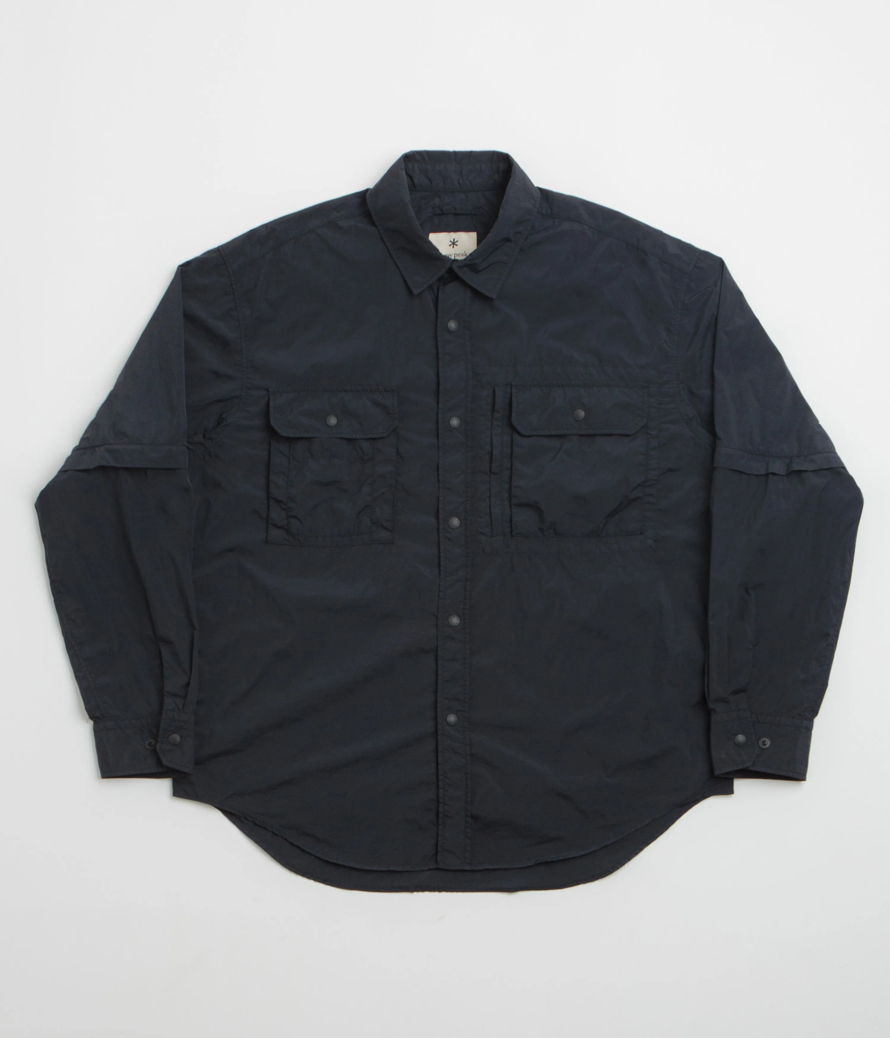 Seamless construction Snow Peak Garment Dyed Convertible Shirt - Black