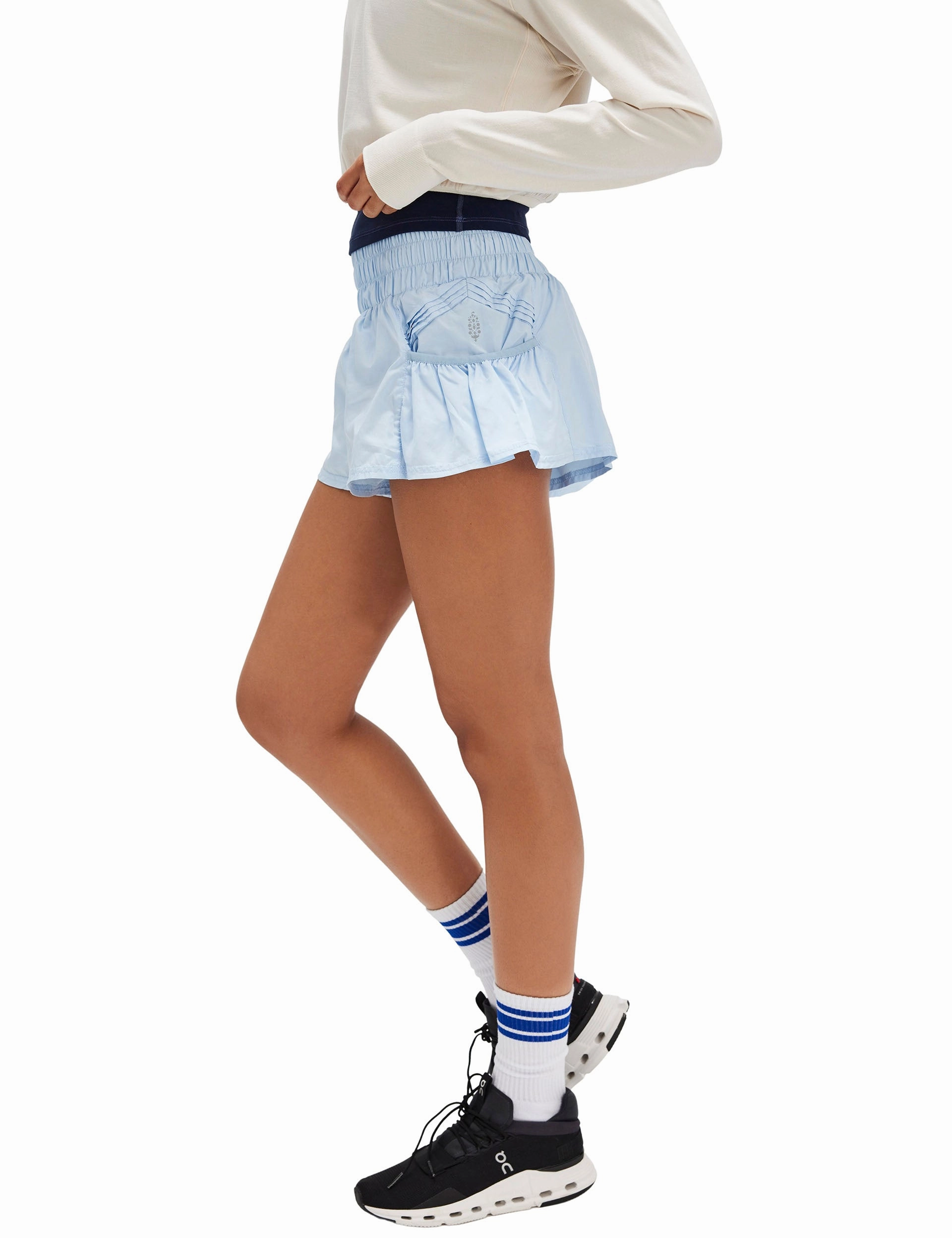 Seamless Edge Design Leather Look Get Your Flirt On Shorts - Baseline Blue