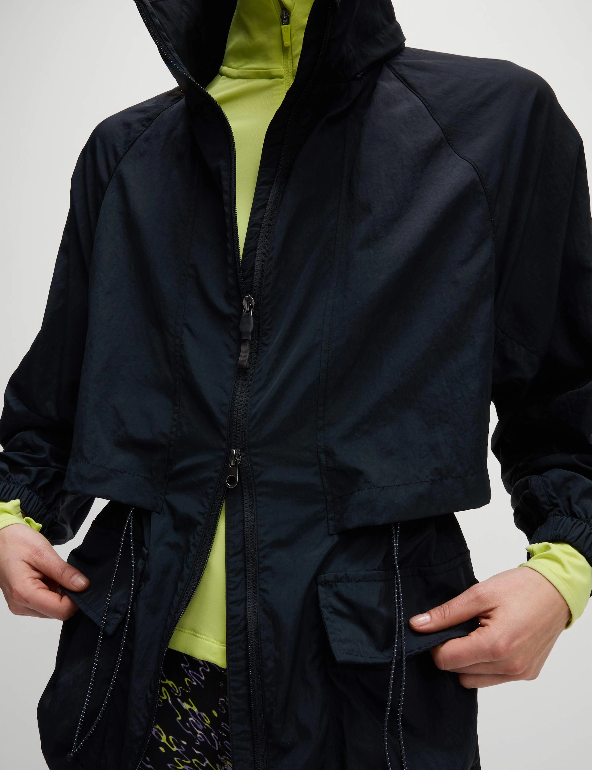 Ripstop Reinforcement Shrink Resistant Treatment Stormwear Lightweight Packable Hooded Parka - Black