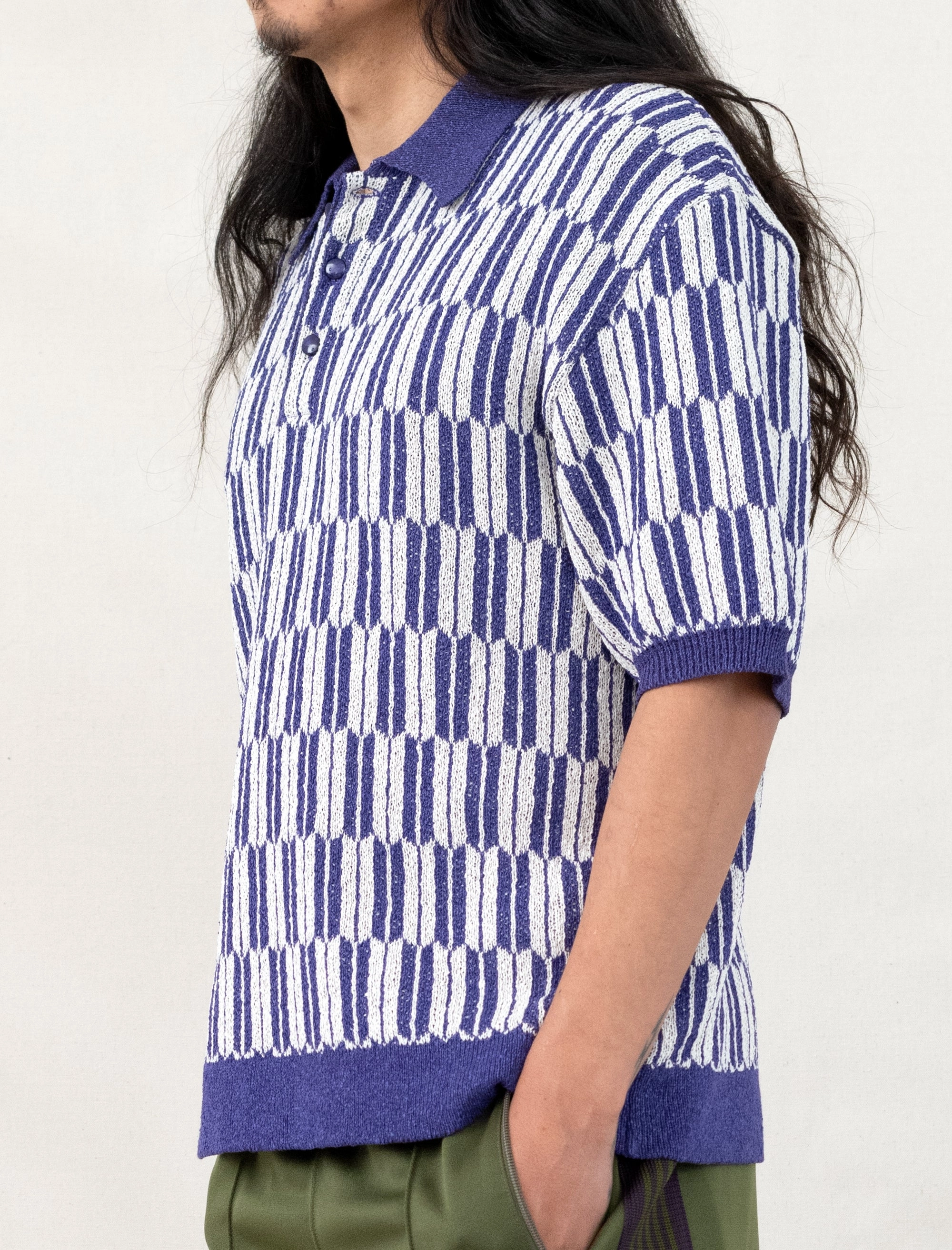 Reversible design Hidden Storage Pockets Polo Sweater (Purple)
