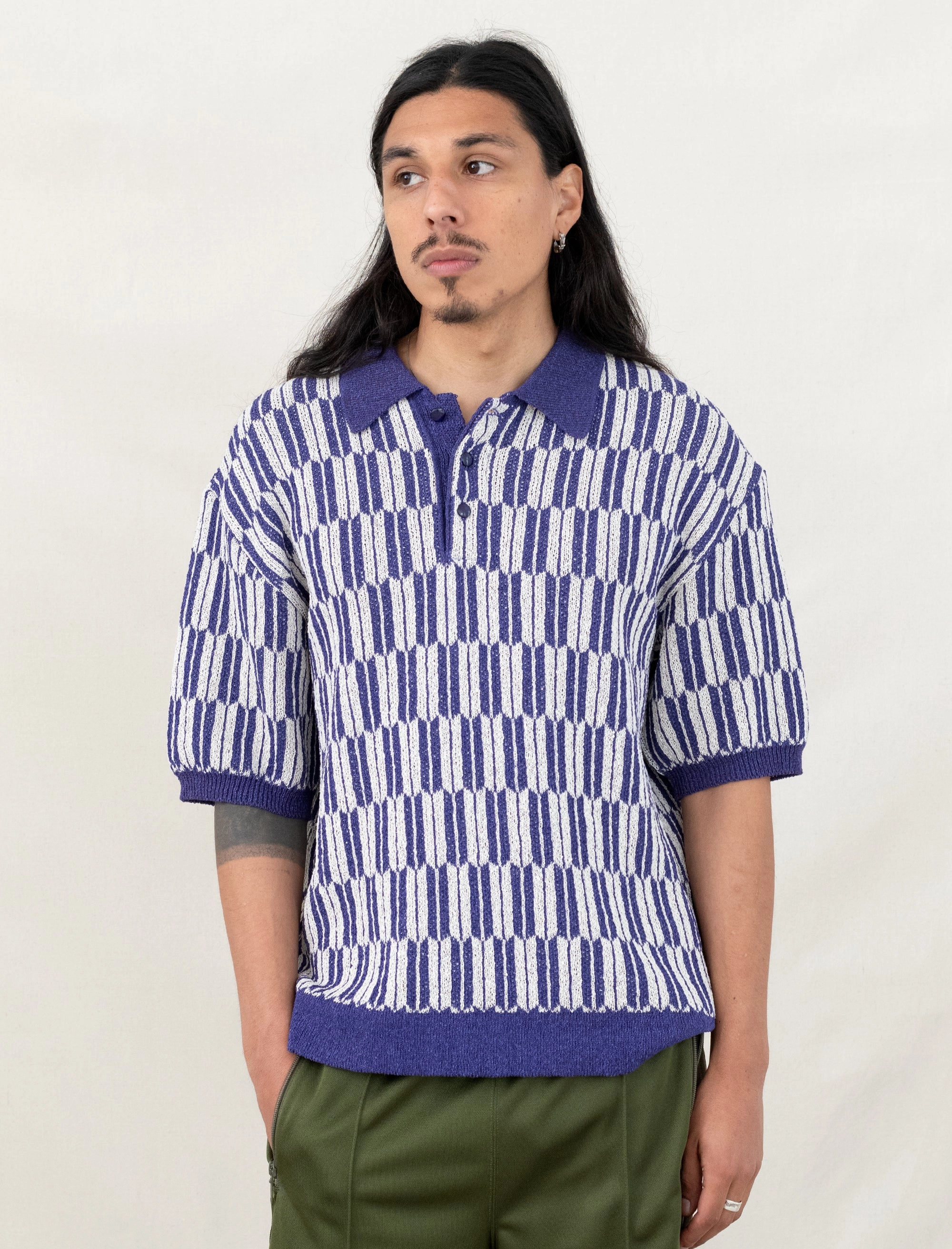 Polo Sweater (Purple) Weighted Hem Design Summer Style