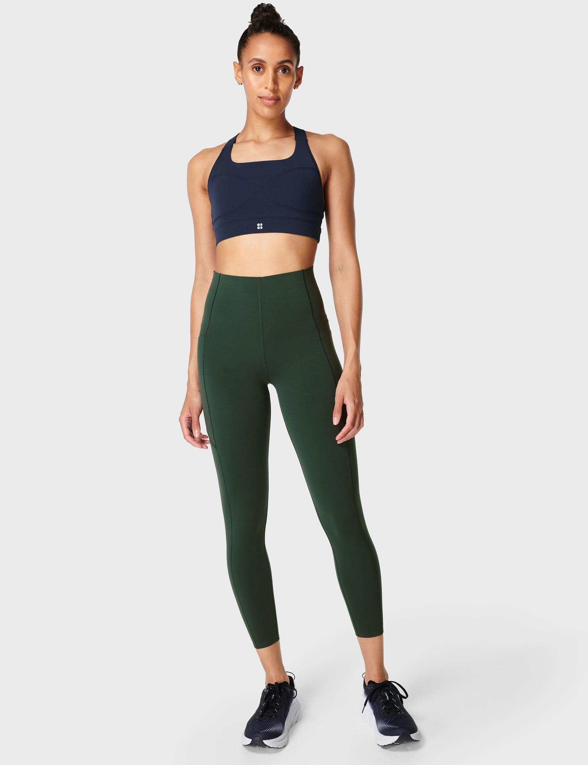 Power UltraSculpt High Waisted Gym 7/8 Leggings - Trek Green Casual Wearer Outdoor Running No irritation