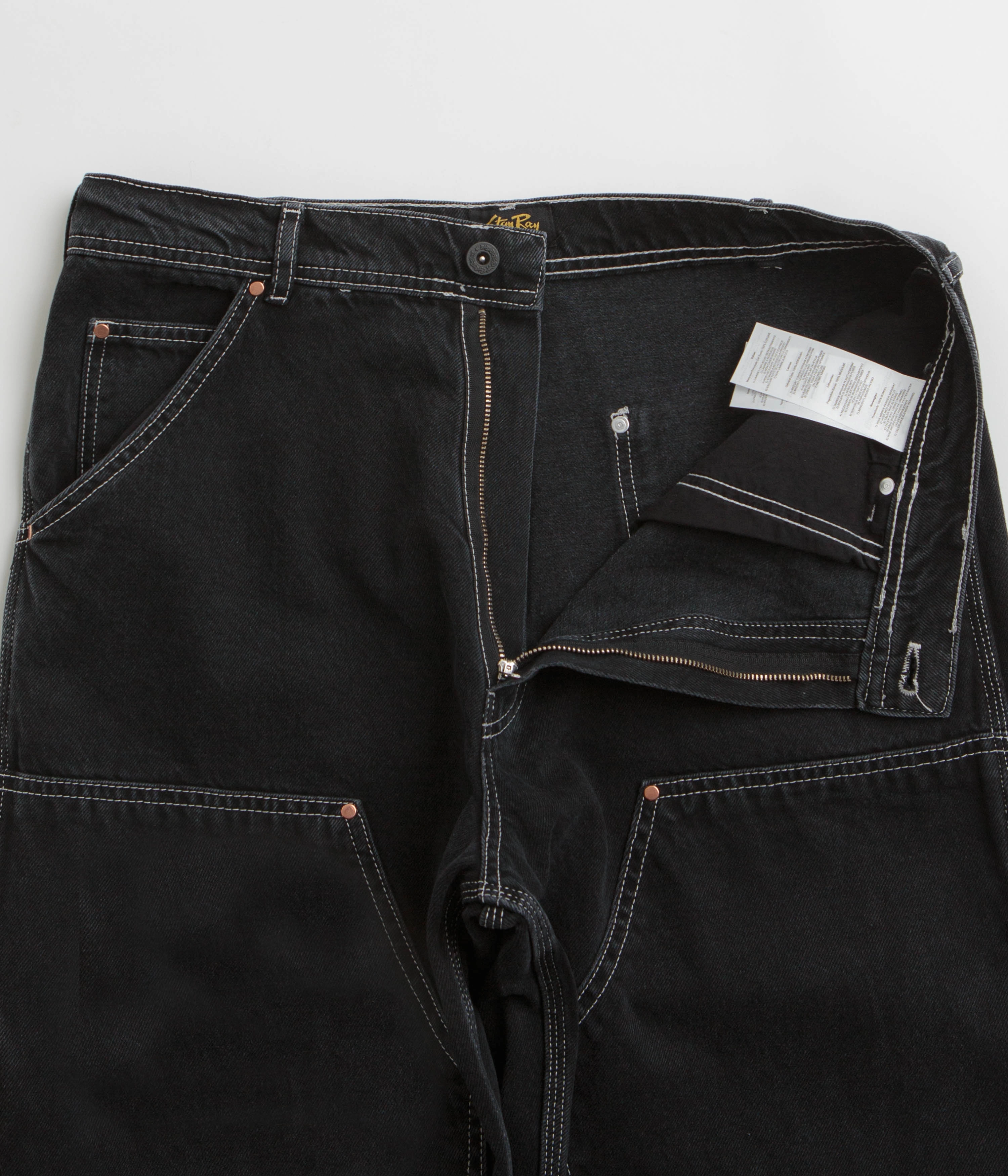 Stain Repellent Coating Stan Ray Double Knee Pants - Stonewashed Black Denim