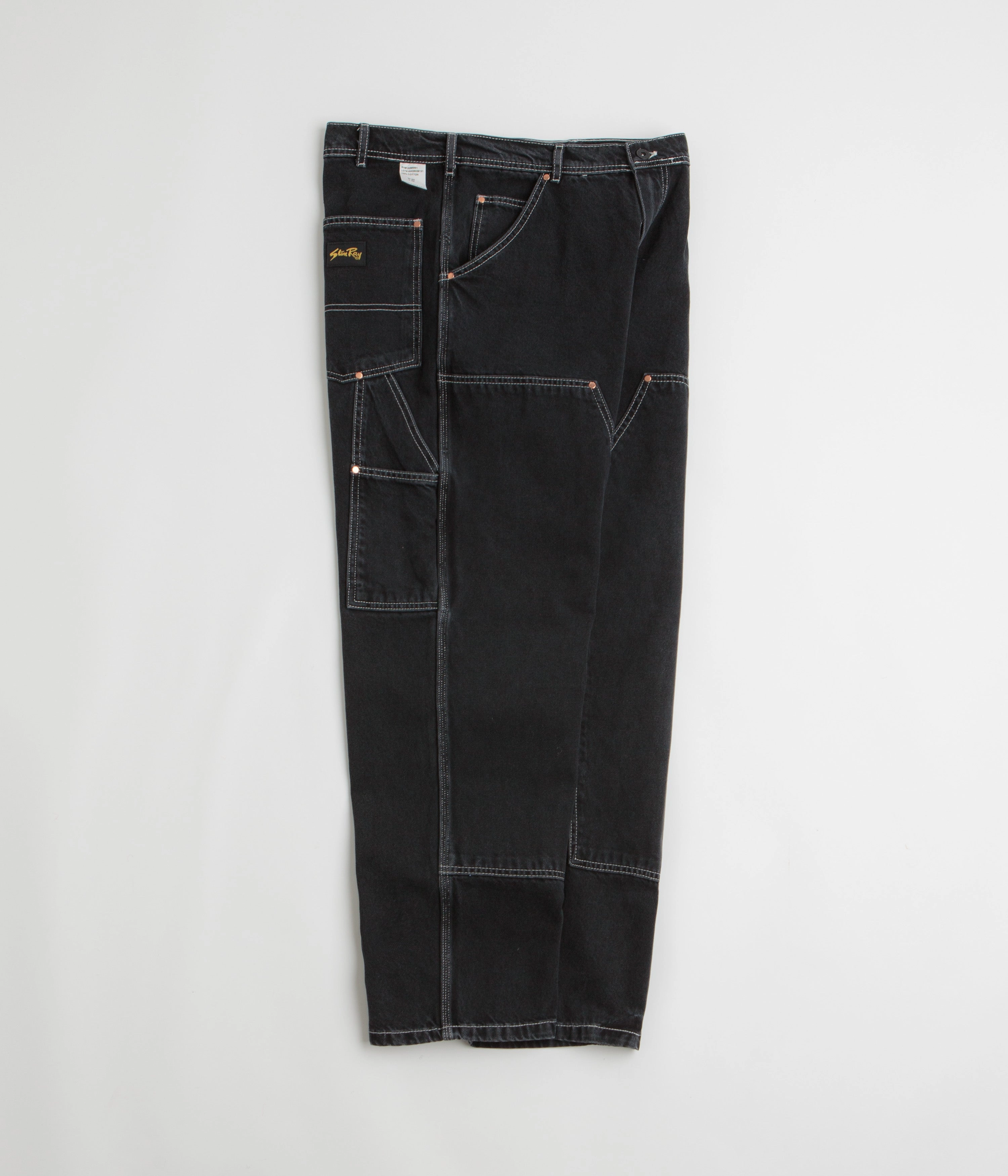 High Durability Thread Hip Friendly Pockets Stan Ray Double Knee Pants - Stonewashed Black Denim