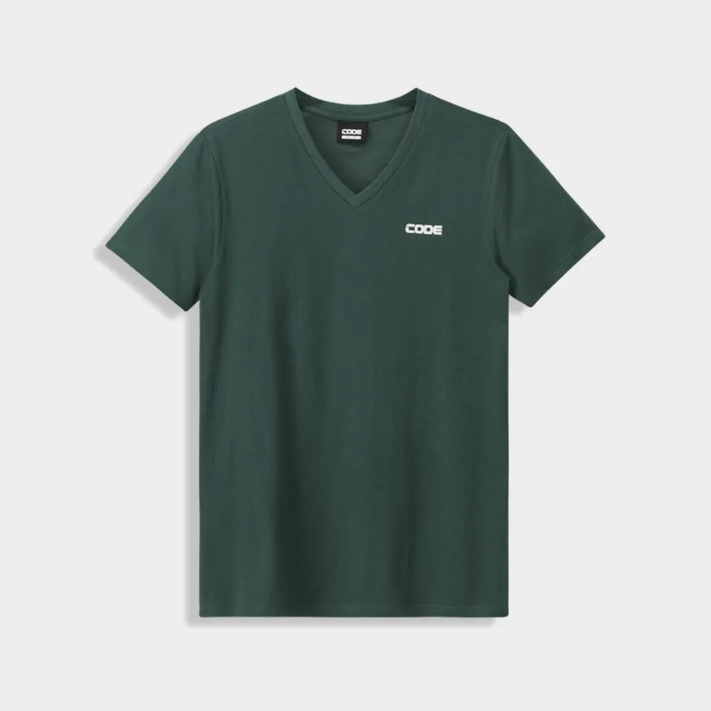 Code Mens V-Neck Tee Green Gloss Fit Hero Mode