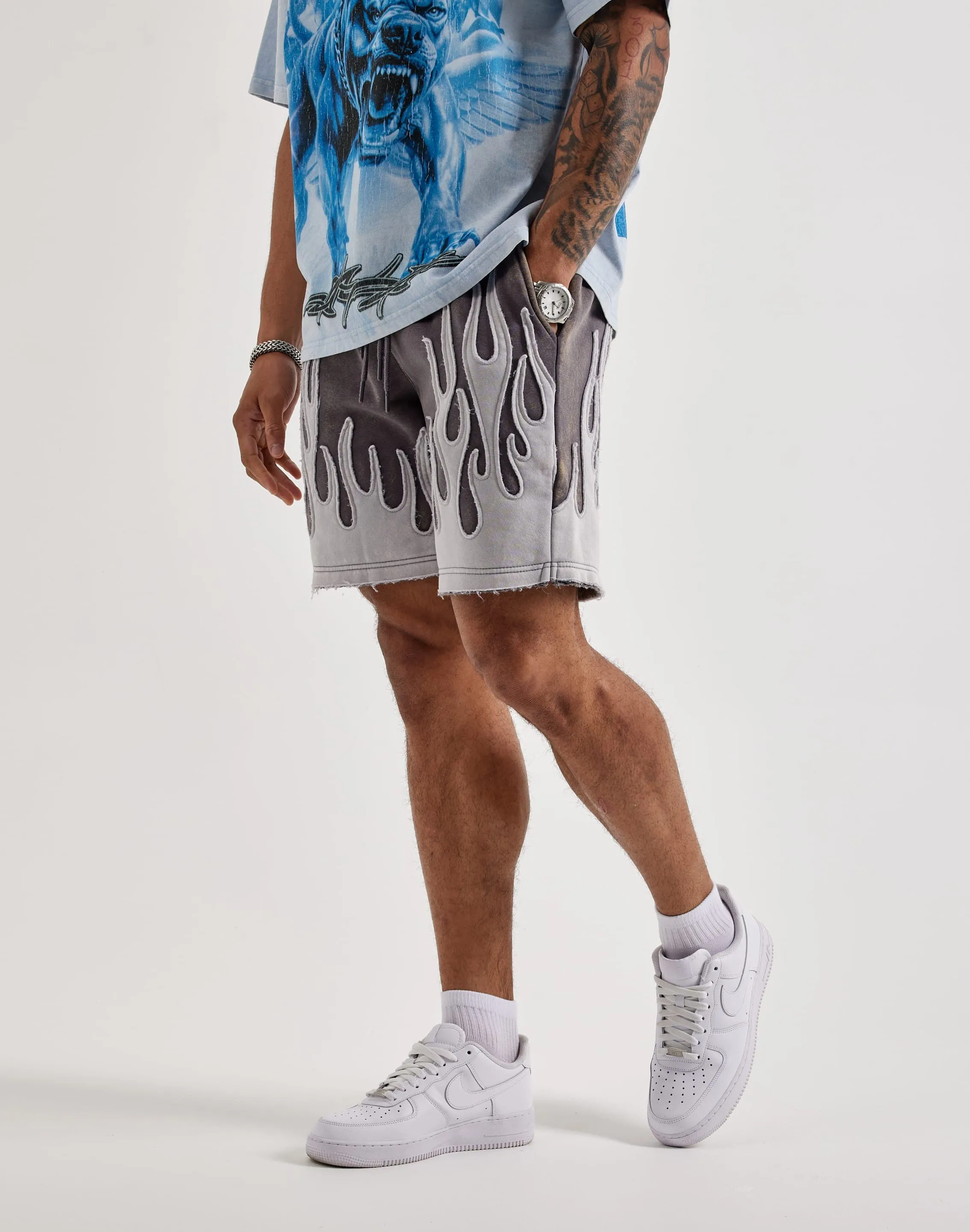 Smoke Rise Flame Fleece Shorts Strong Glow EcoFriendlyProduction