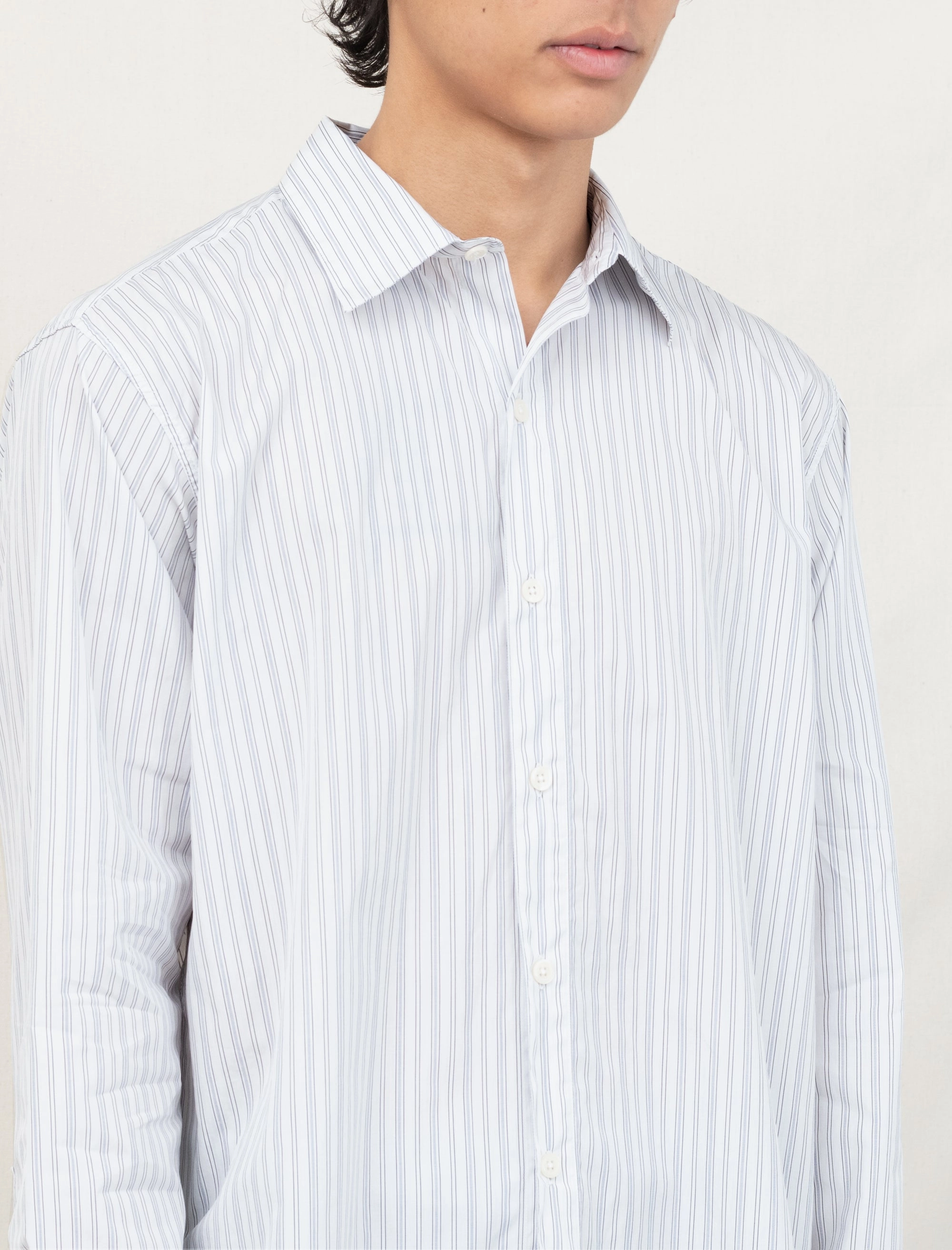 Common Shirt (Financial Stripe) Soft Brushed Finish Long Sleeve Shirt