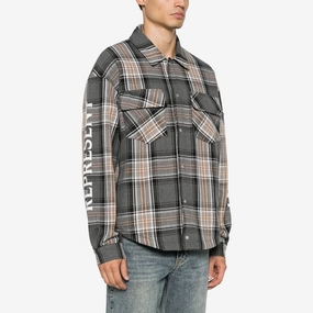 SeamFreeEngineering Represent | QUILTED FLANNEL SHIRT  { GREY CHECK