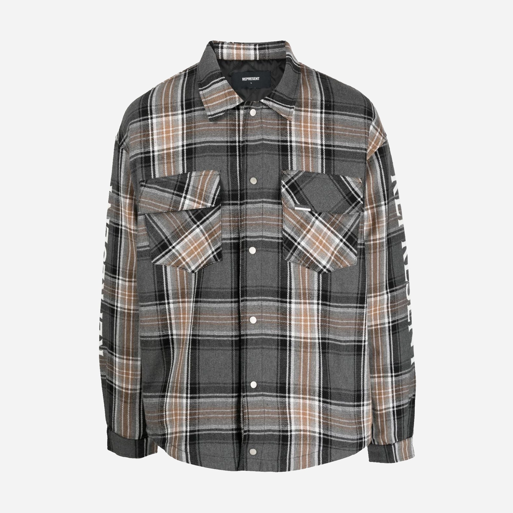 Flow Core Represent | QUILTED FLANNEL SHIRT  { GREY CHECK