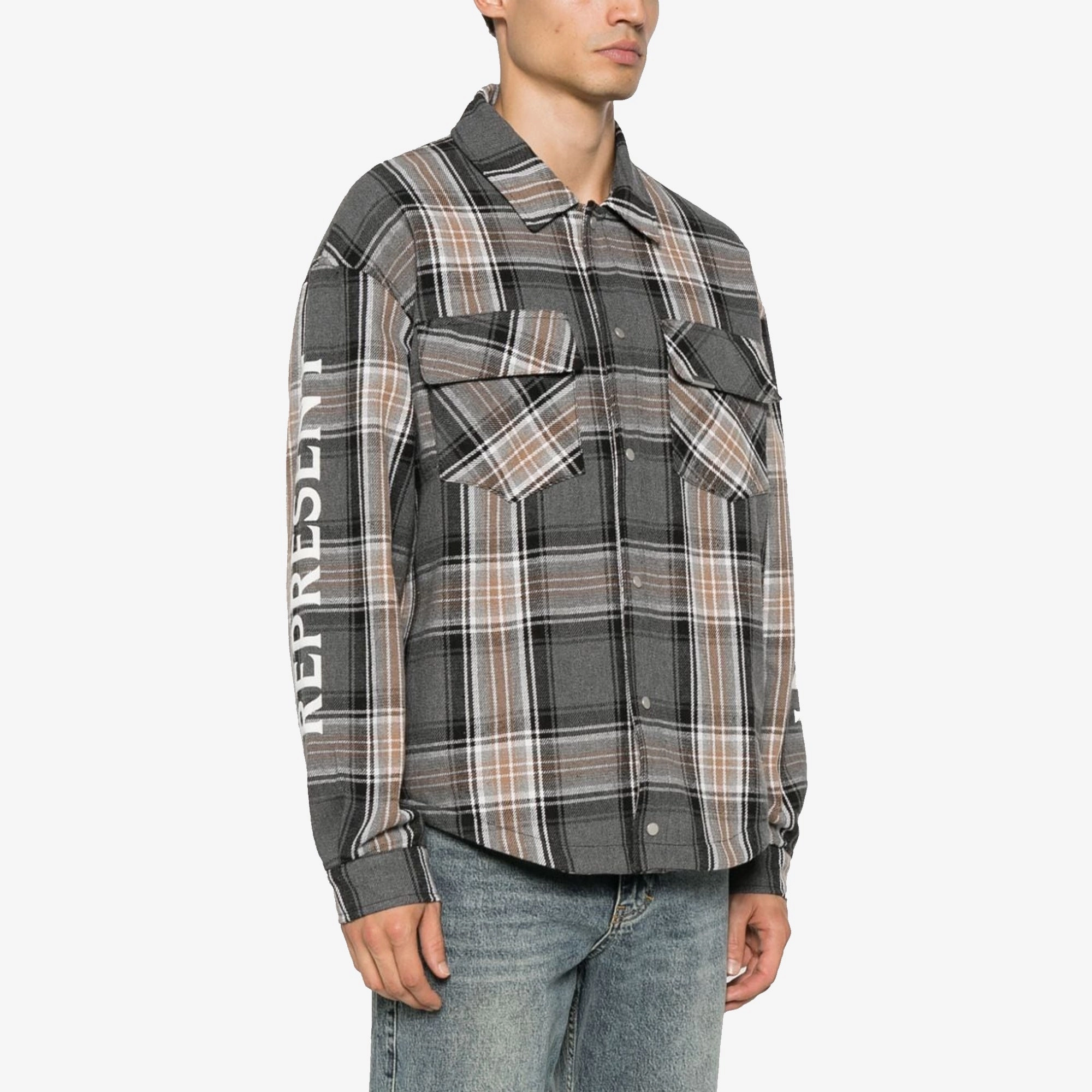 SeamFreeEngineering Represent | QUILTED FLANNEL SHIRT  { GREY CHECK