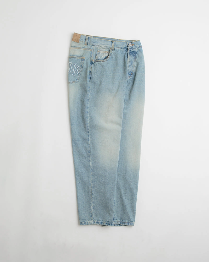 Contrast Trim Pop Trading Company DRS Pants - Washed Denim / Blue