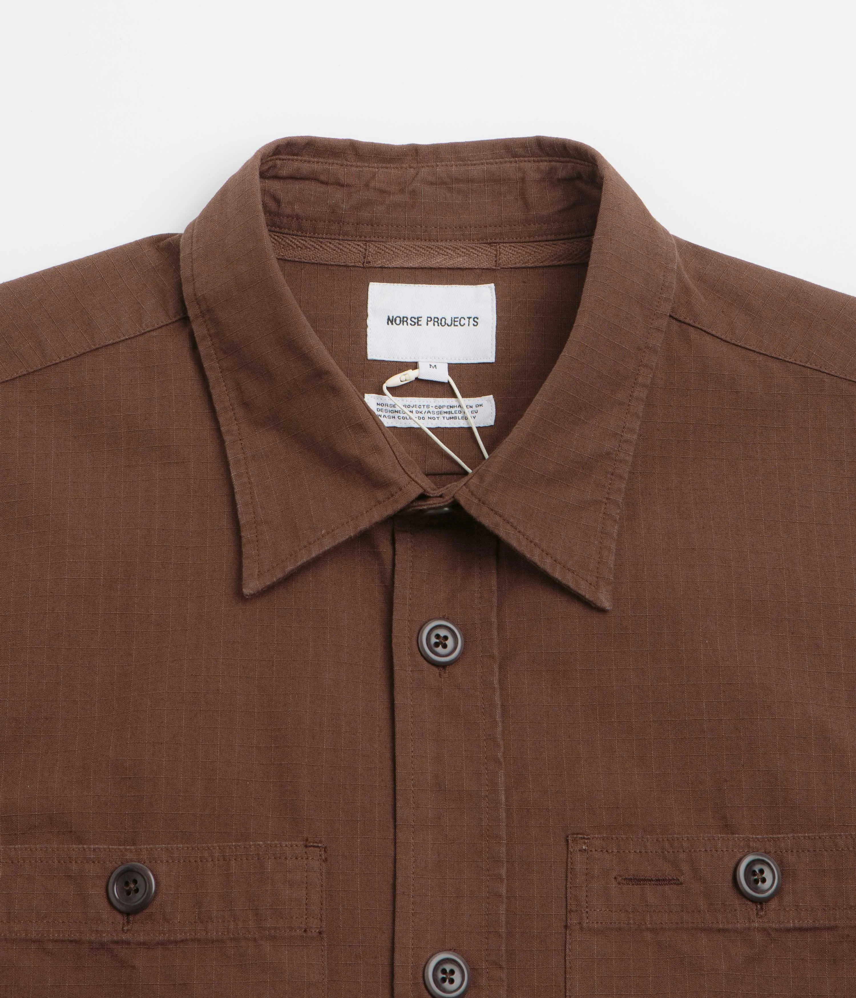 Norse Projects Algot Relaxed Shirt - Mahogany All Purpose Weave Design