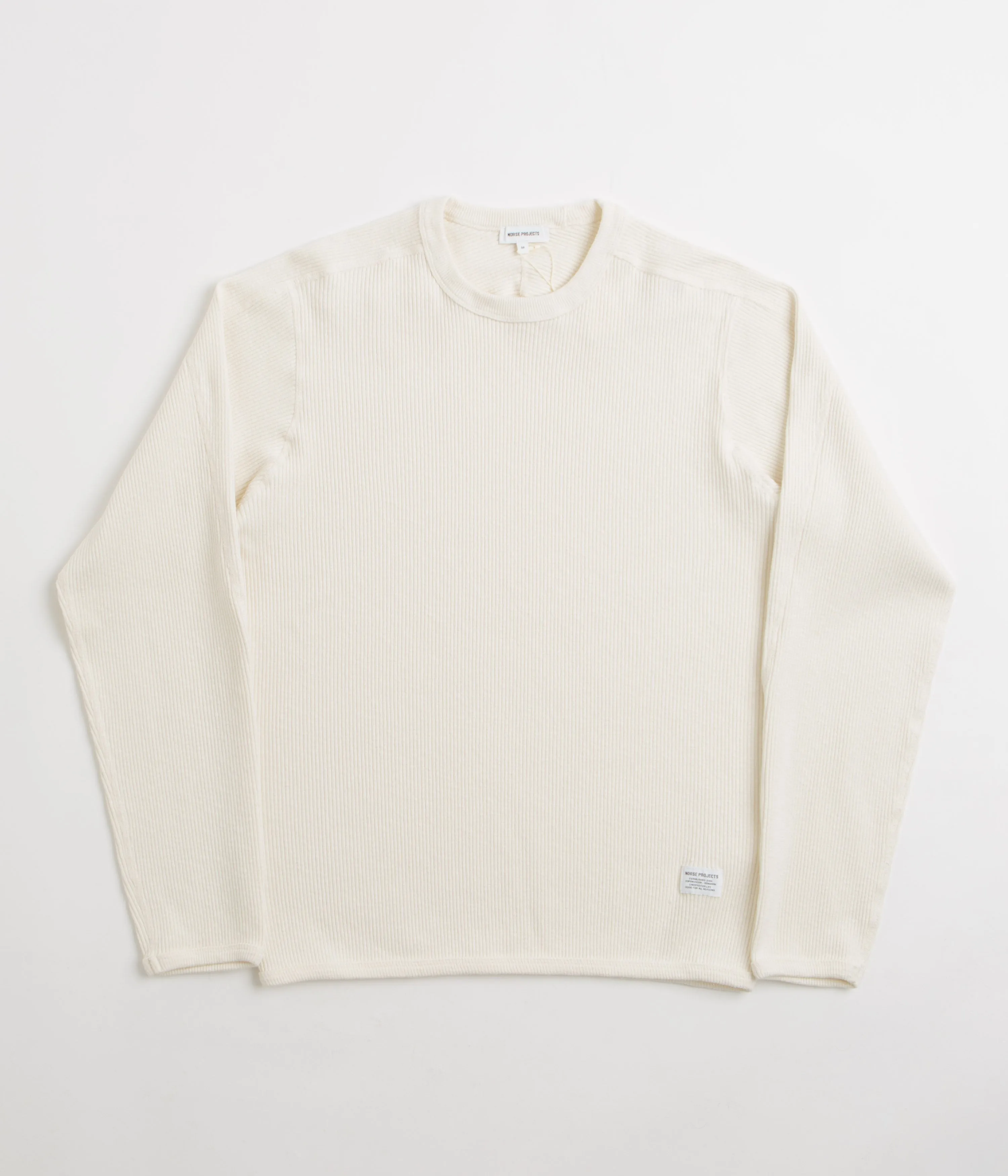 Norse Projects Eske Military Rib Long Sleeve T-Shirt - Ecru museum event lace hem