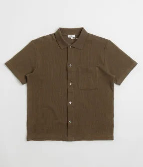 Norse Projects Gustav Crochet Shirt - Chestnut high-low hem Thermal Regulation Fabric