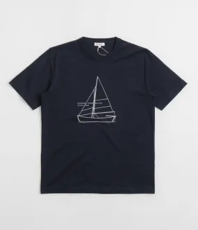 Norse Projects Holger Organic Boat Print T-Shirt - Dark Navy Breathable